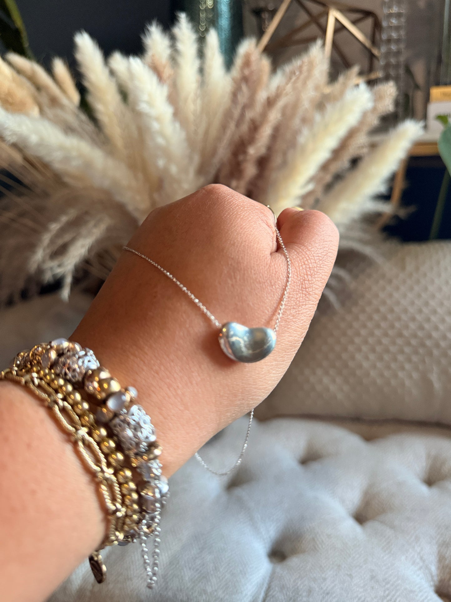 Tiffany & Co. 18mm Sterling Silver Bean Necklace