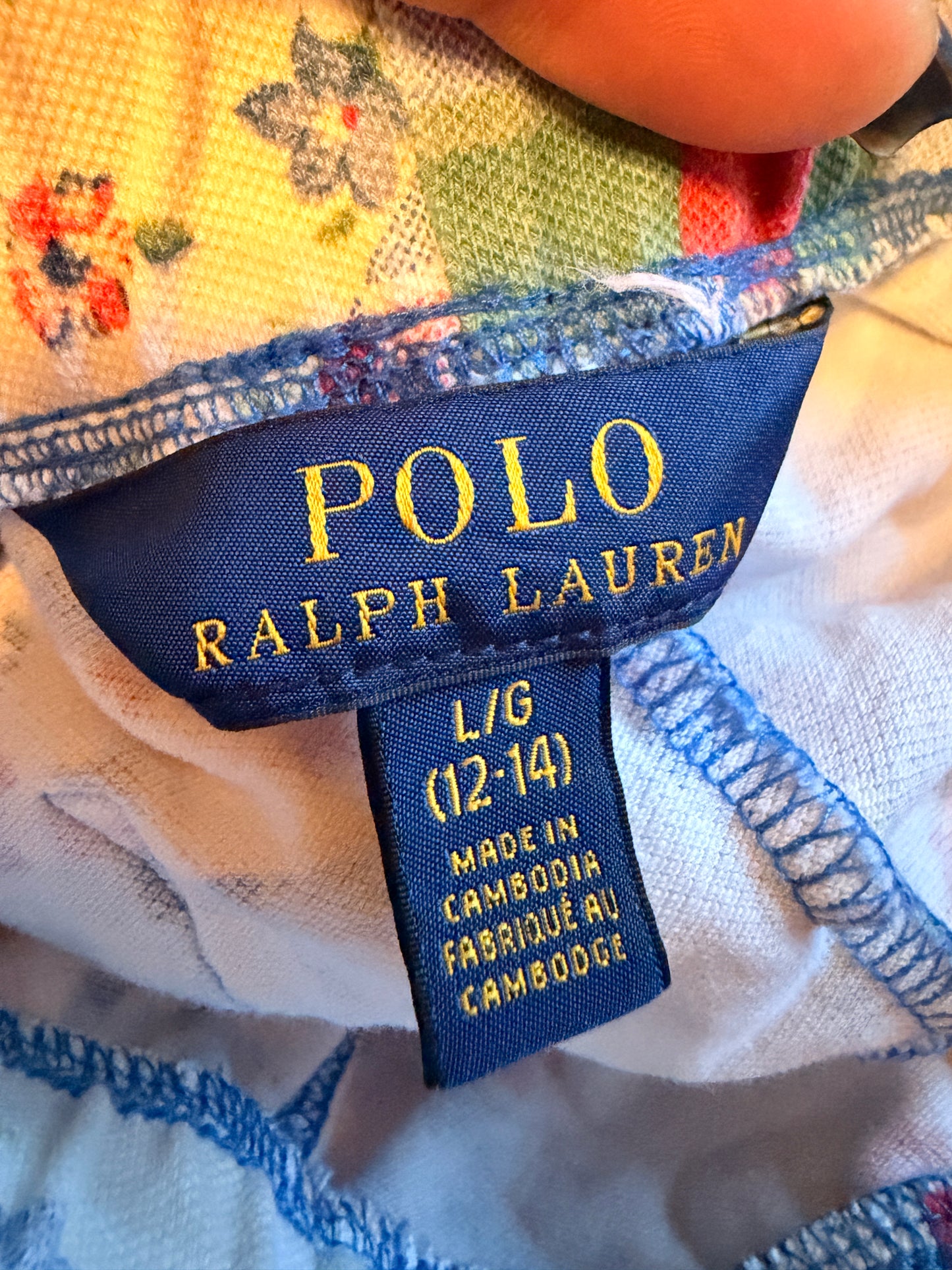 Polo by Ralph Lauren Girls' Red Blue Yellow Cream Patchwork Shorts