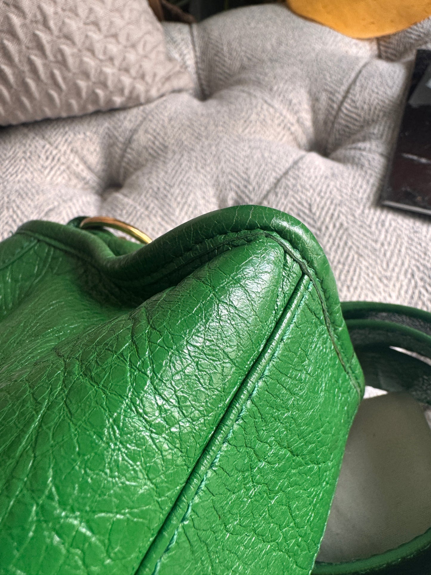 Balenciaga Mini City in Green with Gold Hardware