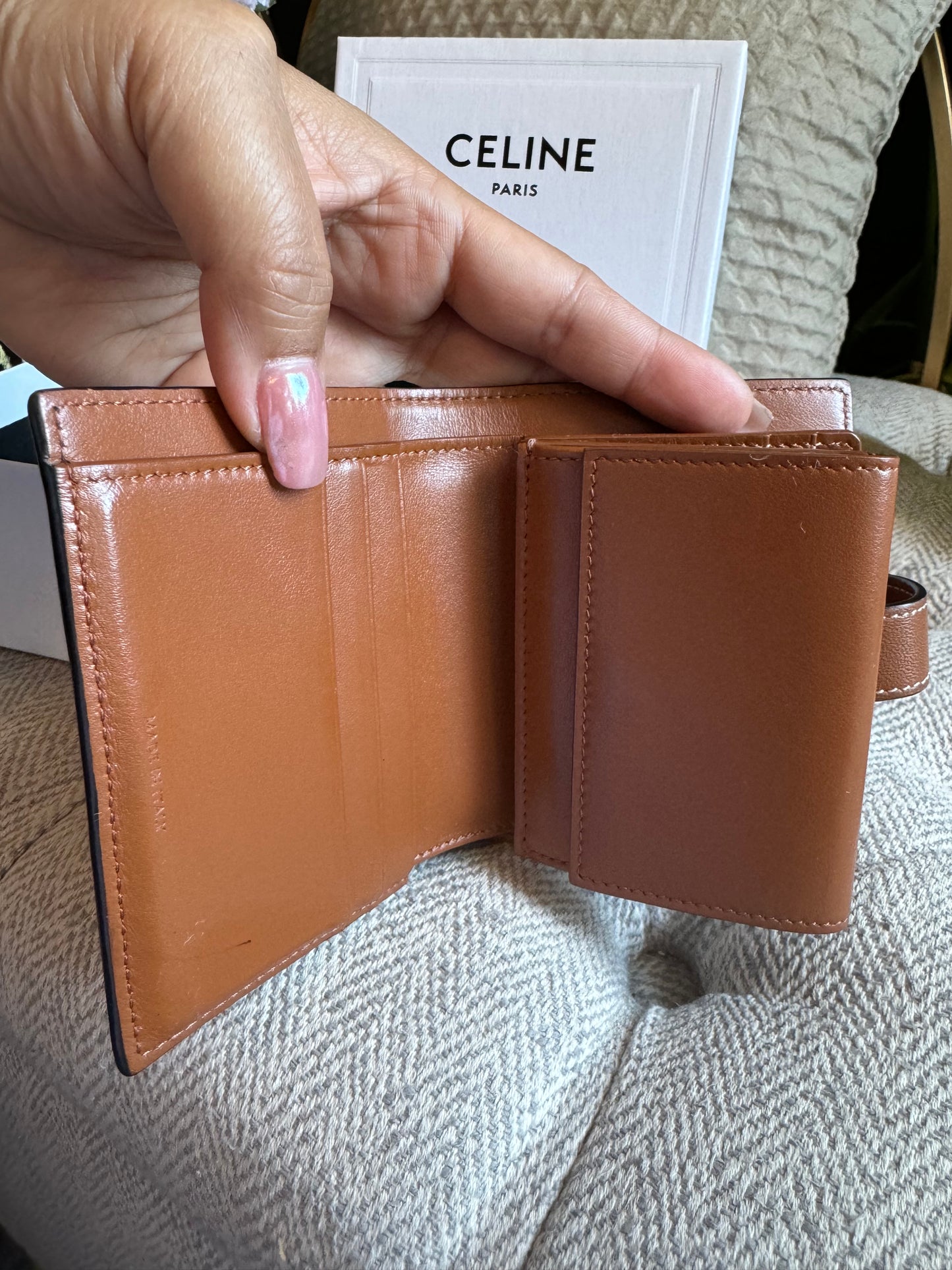 Celine SMALL WALLET IN TRIOMPHE CANVAS AND LAMBSKIN