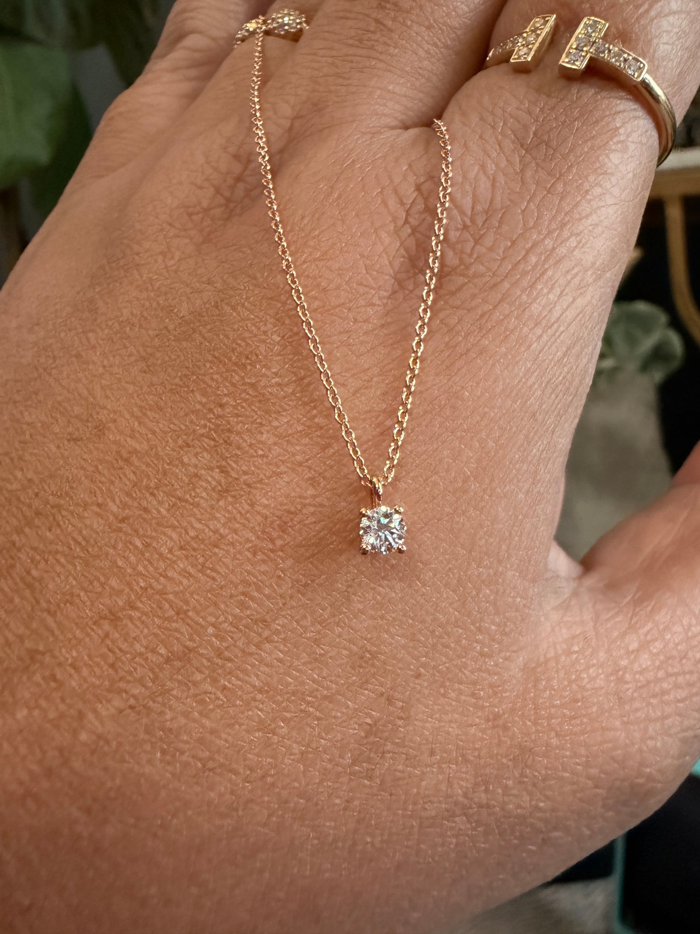 Tiffany & Co 18k Rose Gold Solitaire Necklace