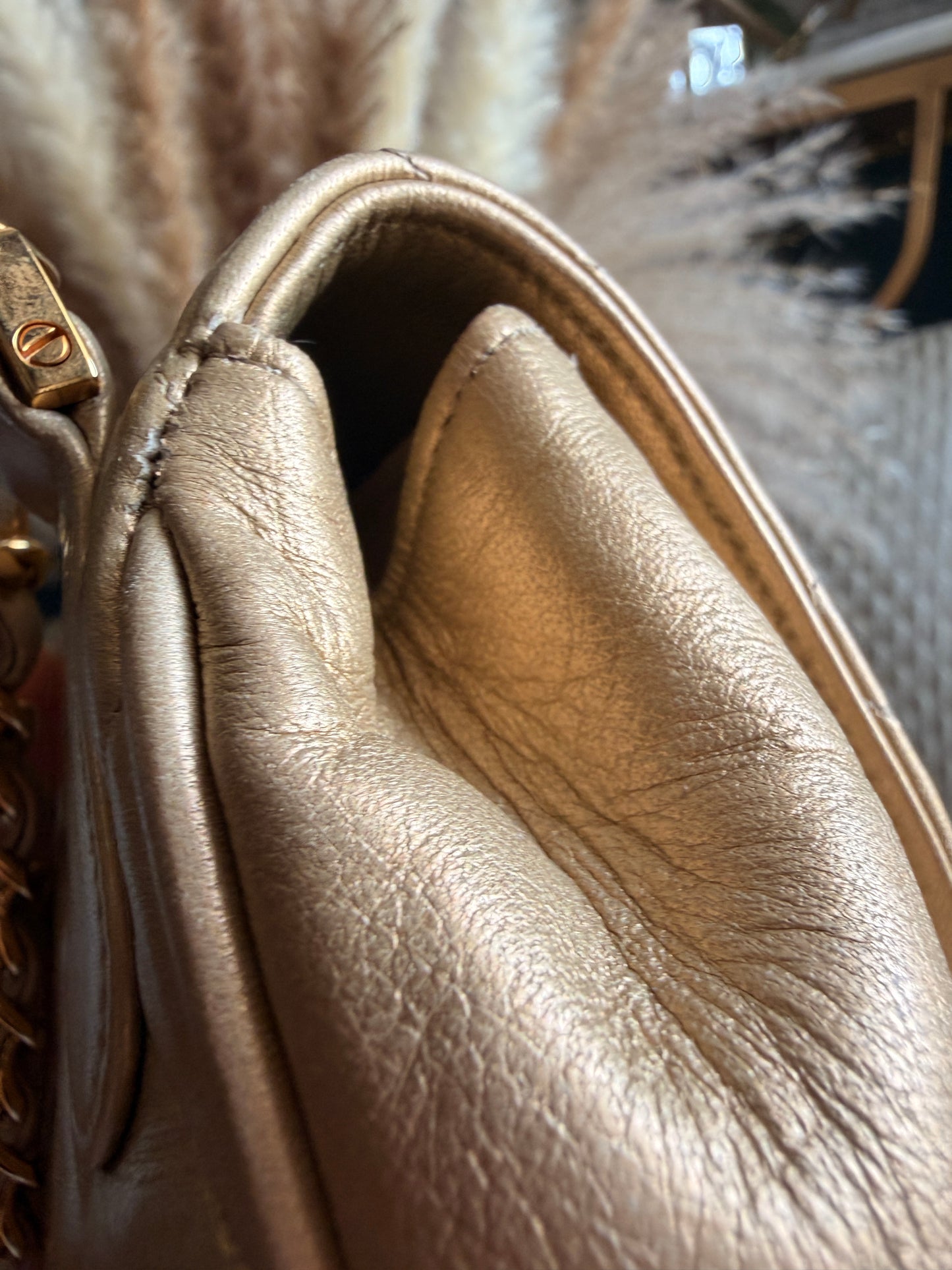 CHANEL Metallic Lambskin Quilted Mini Flap