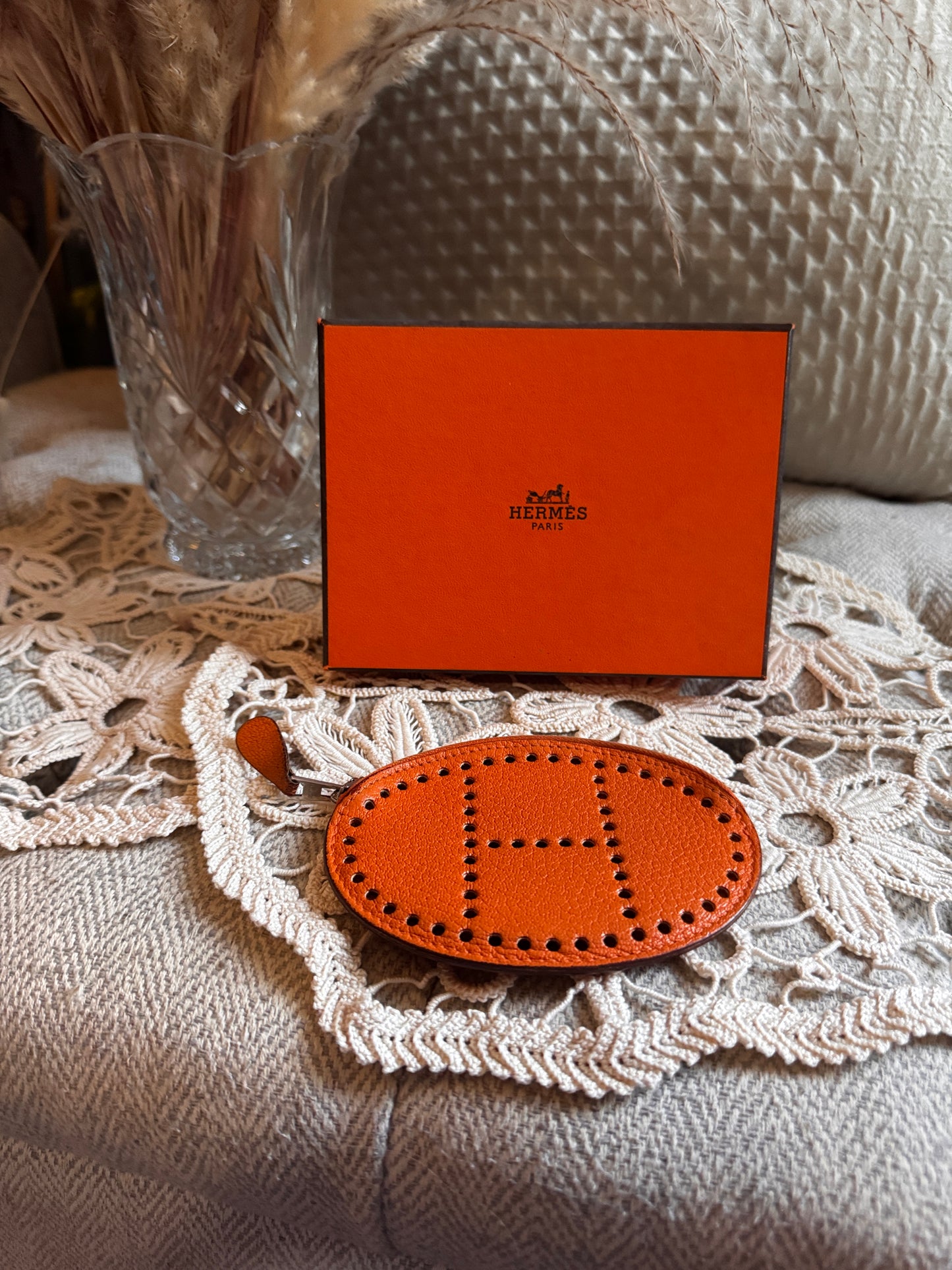 Hermès Orange Chèvre Mysore Coin Purse