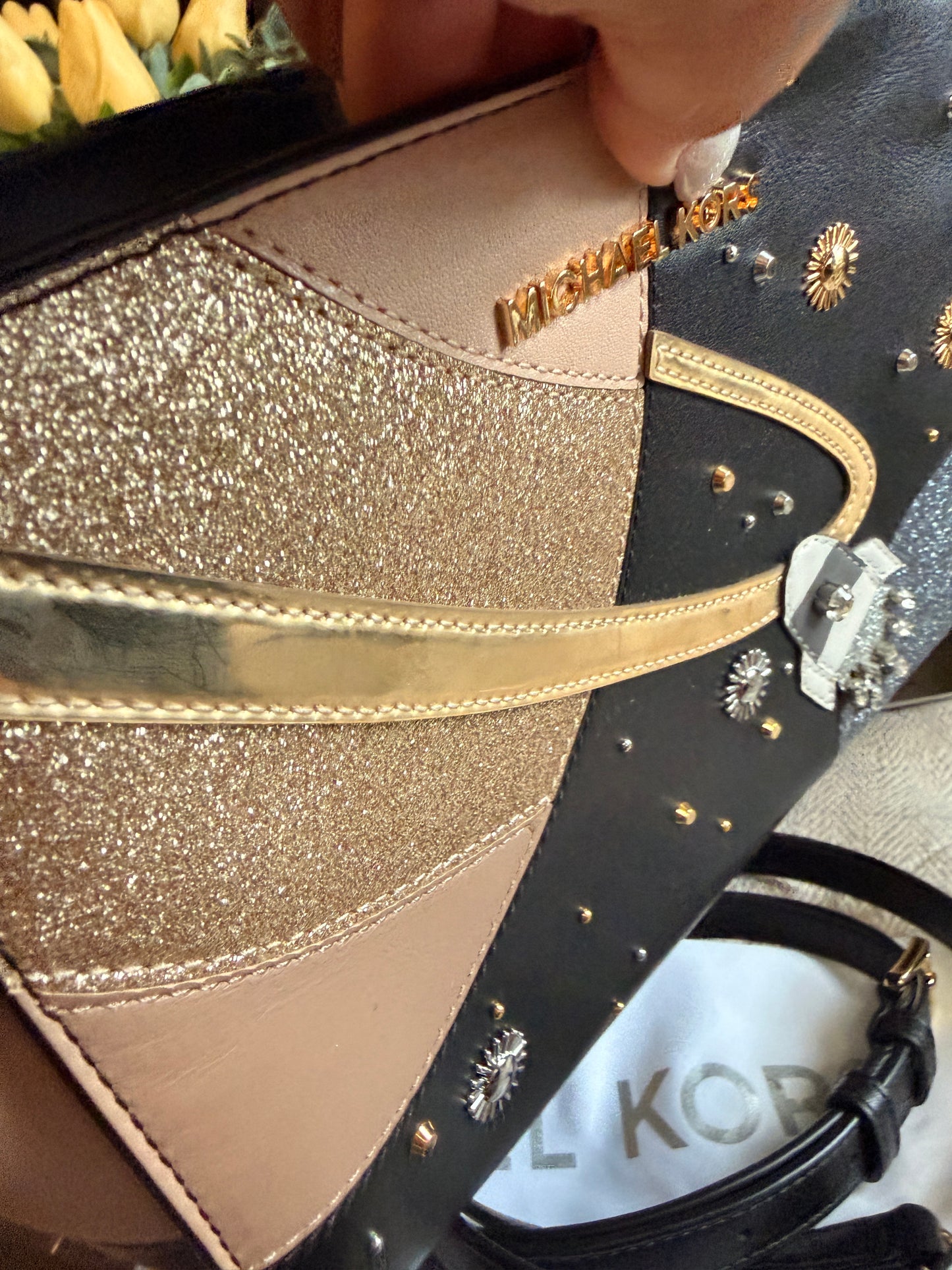 Michael Kors Studio Selma Black and Gold Rocket Bag Limited Edition