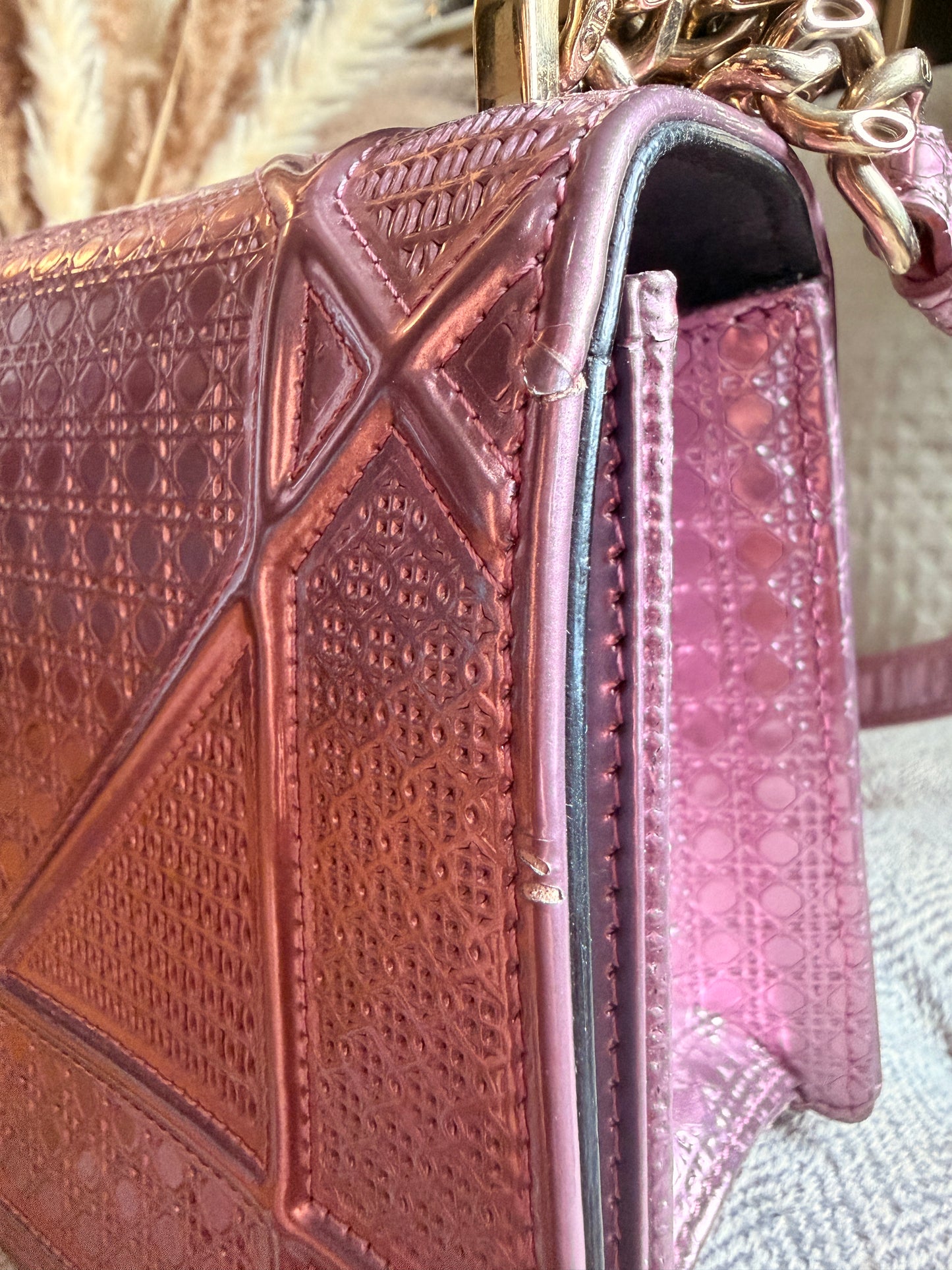 Christian Dior Diorama in Small-Metallic Pink