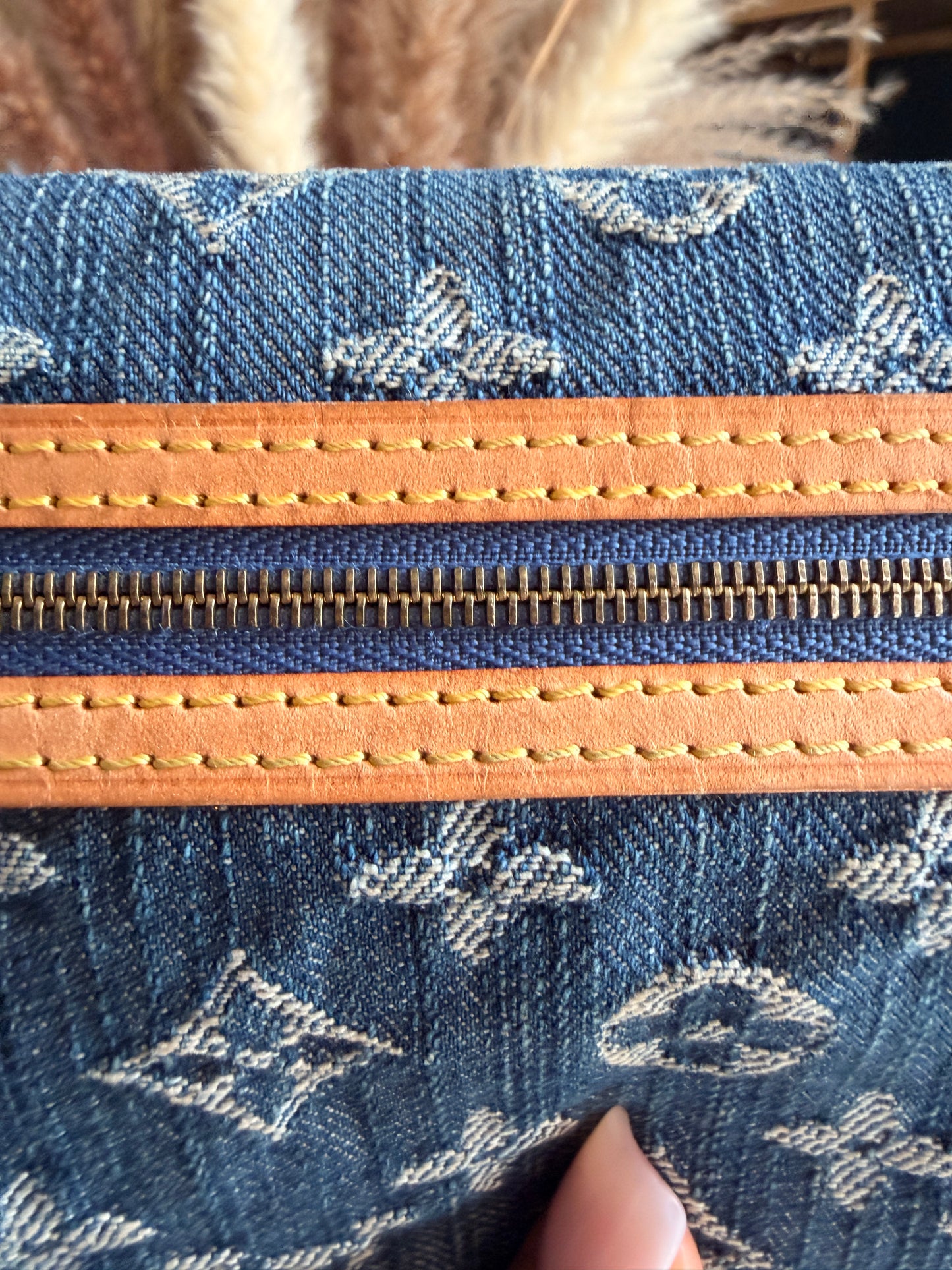 Louis Vuitton Blue Monogram Denim Pochette Plat clutch