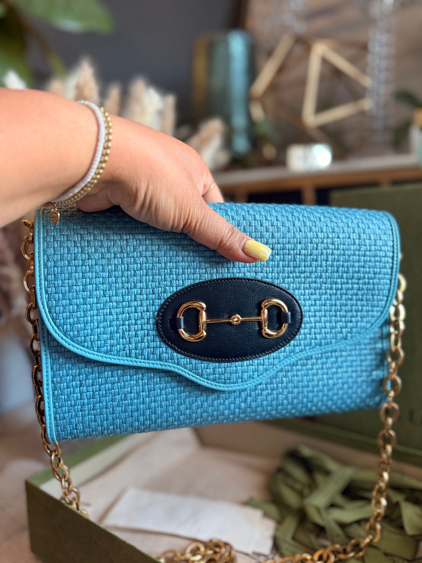 Gucci 1955 Horsebit Raffia Bag-NEW in Box