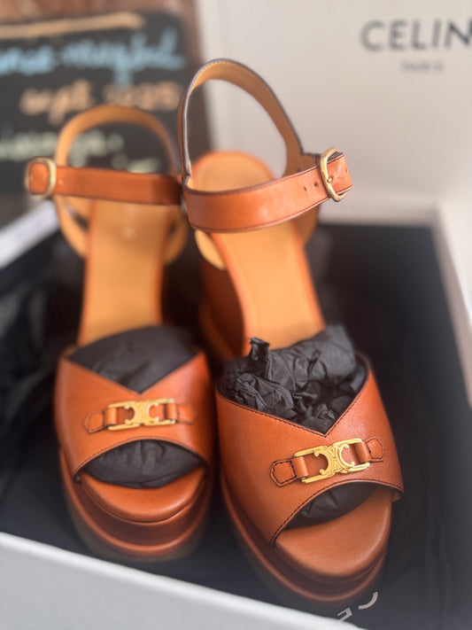 Celine Platform Leather Wedges