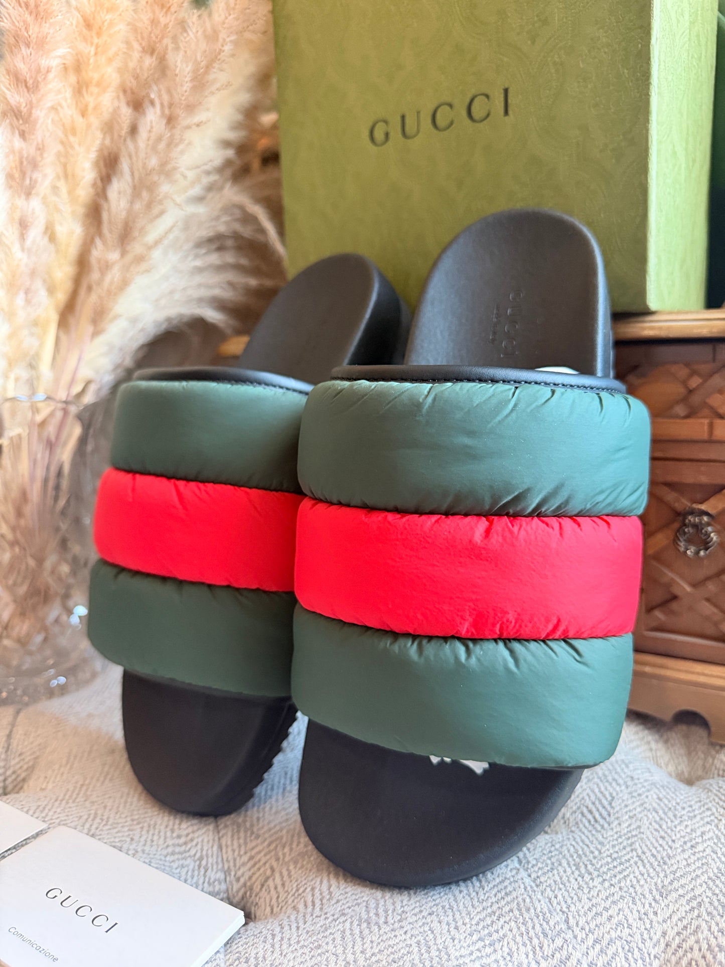 Gucci Padded Web Slides NEW in box