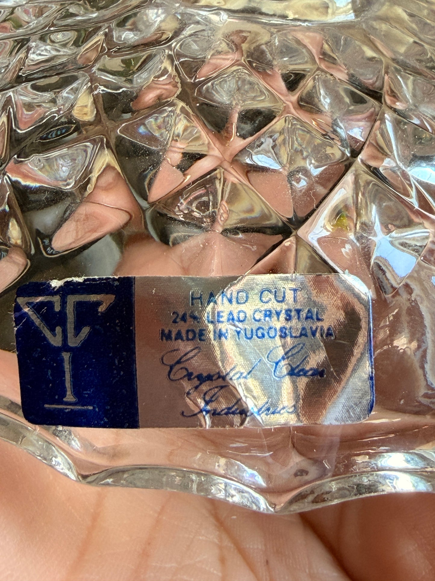 Handcut 24% Lead Crystal Made in Yugoslavia