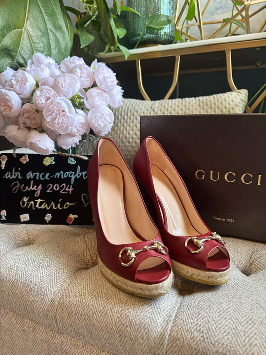 Gucci Horsebit Wedge Pumps