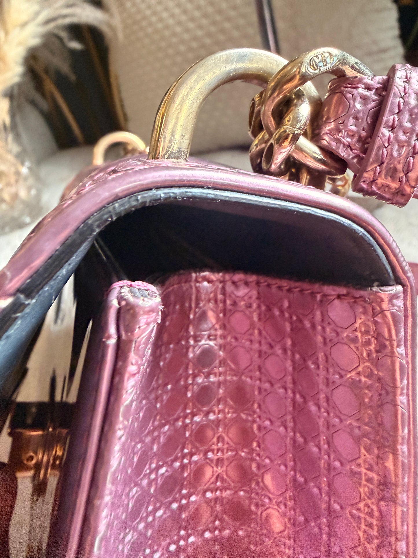 Christian Dior Diorama in Small-Metallic Pink
