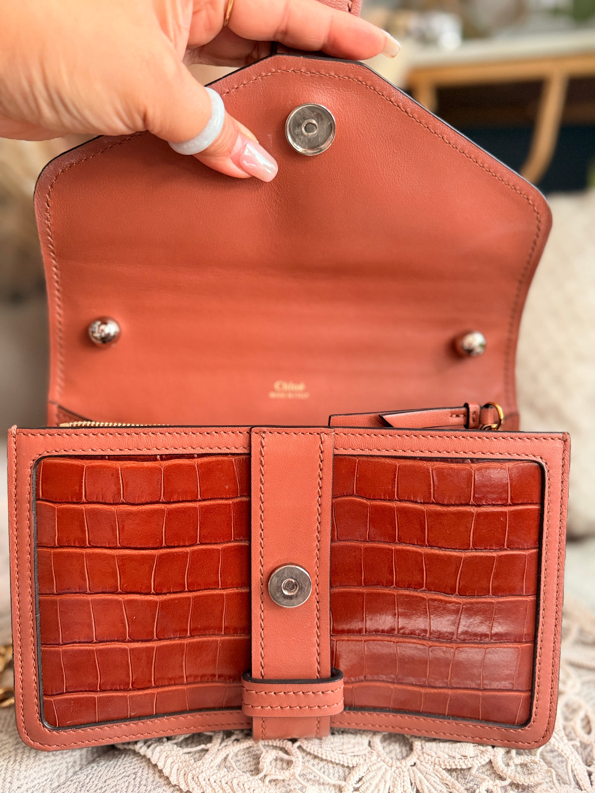 Chloe Aby Chain Bag -Croc Embossed