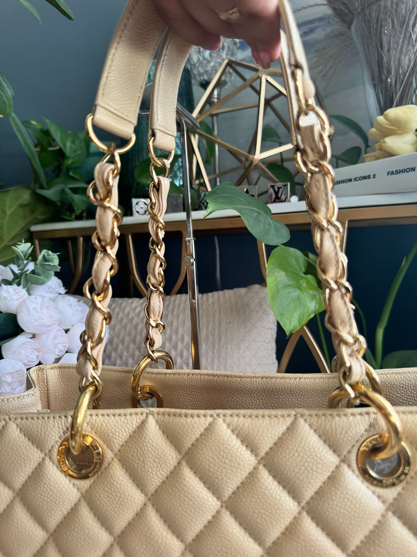 Chanel GST in Beige Caviar with Gold Hardware