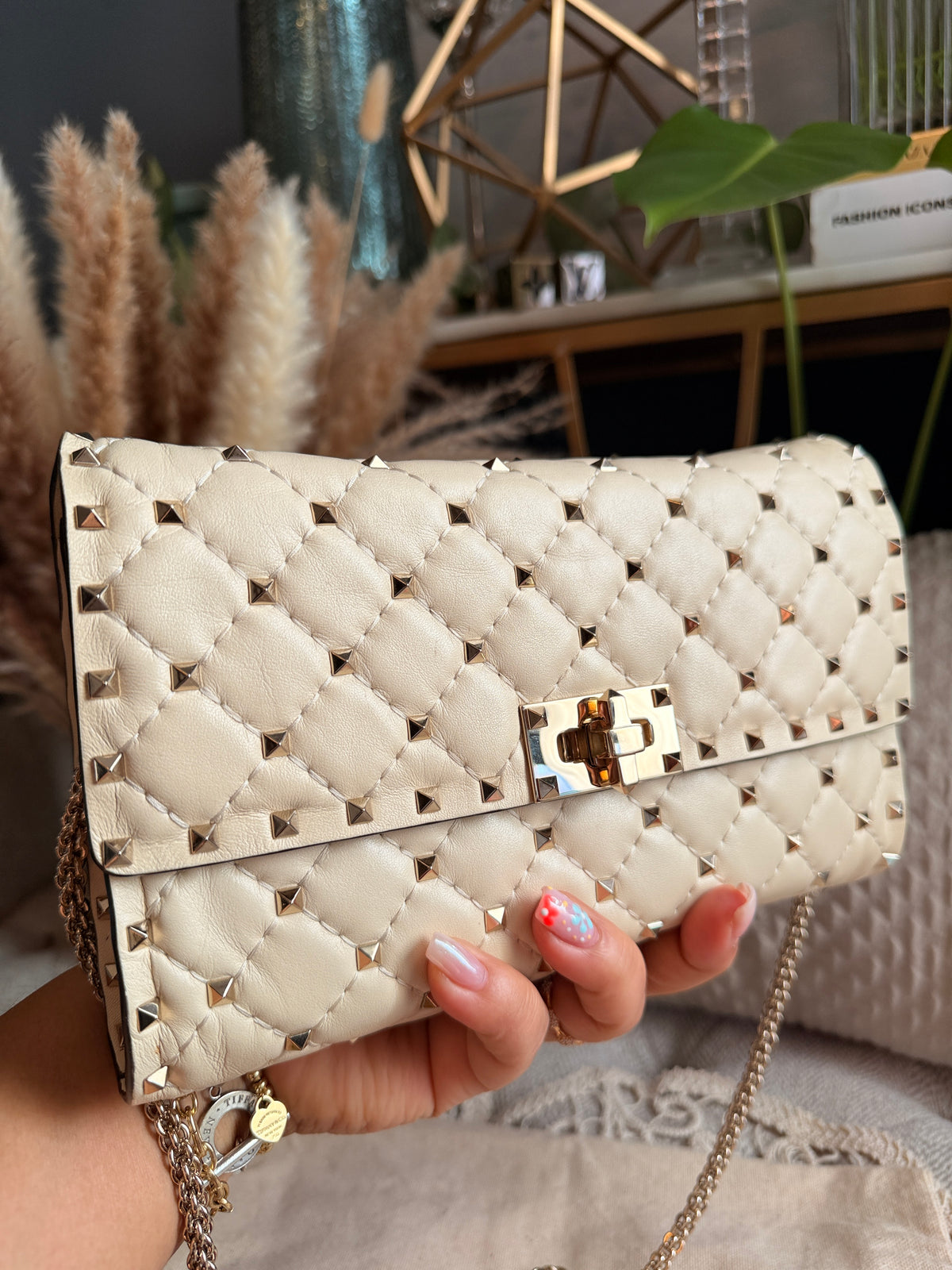 Valentino Rockstud Spike Leather Crossbody Clutch Bag