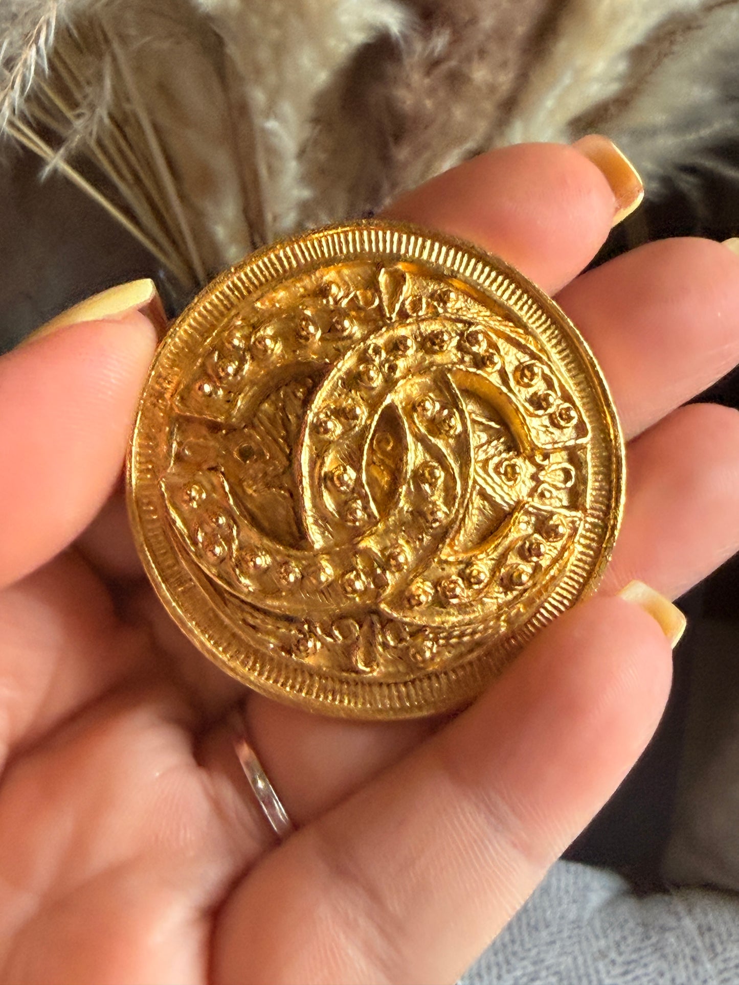 Chanel Vintage 24K Gold Plated Brooch