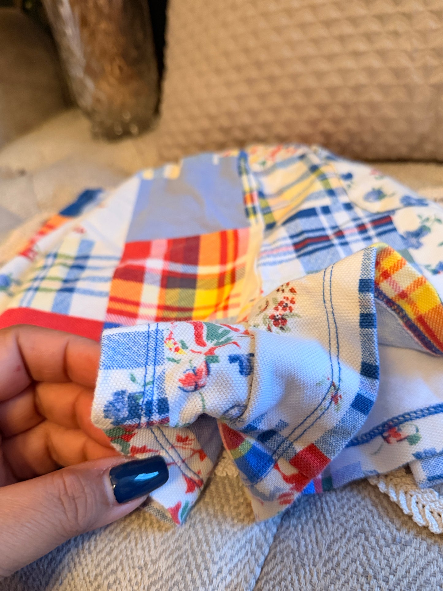 Polo by Ralph Lauren Girls' Red Blue Yellow Cream Patchwork Shorts