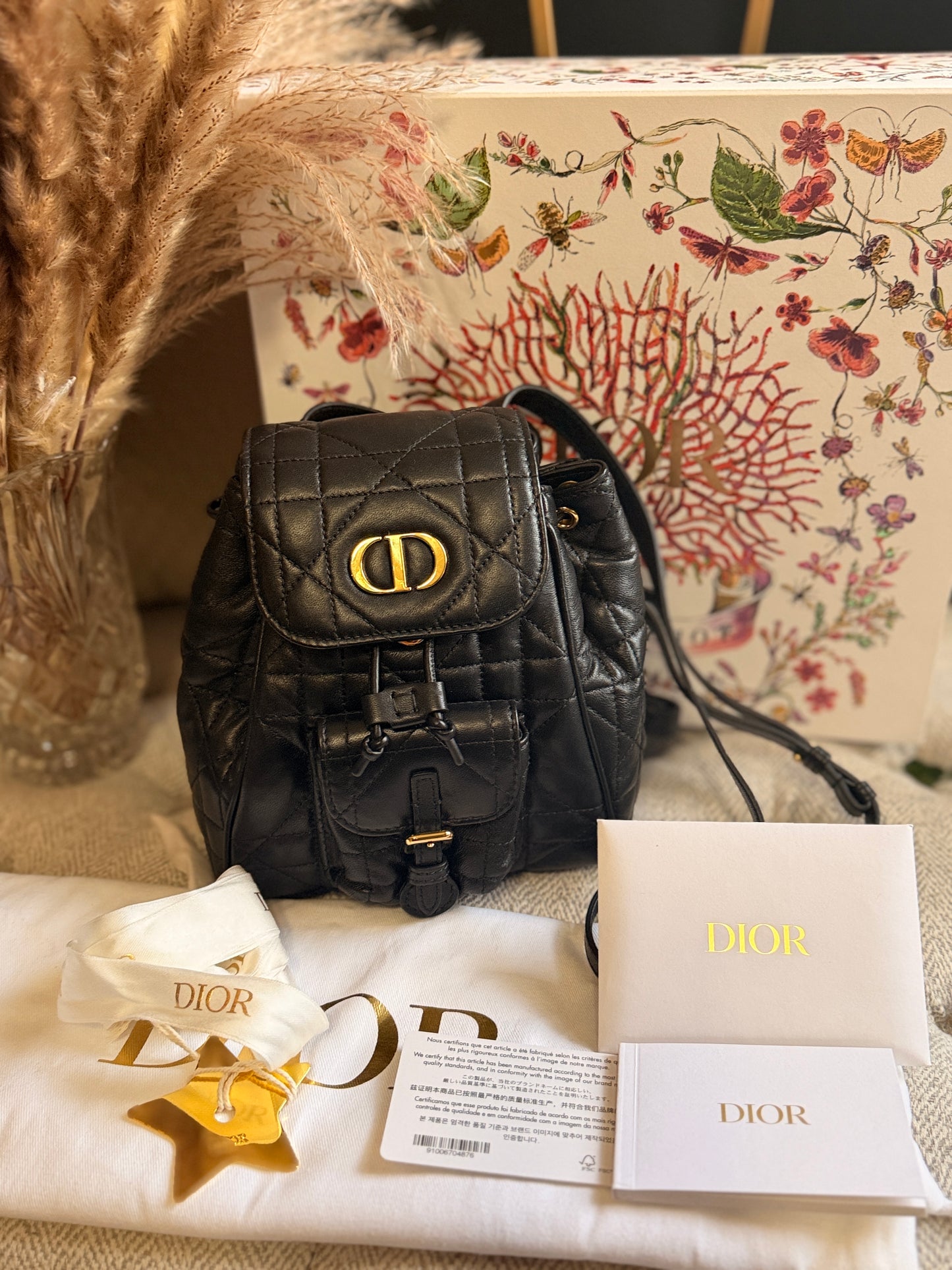 Dior Caro Macrocannage Backpack in Classic black