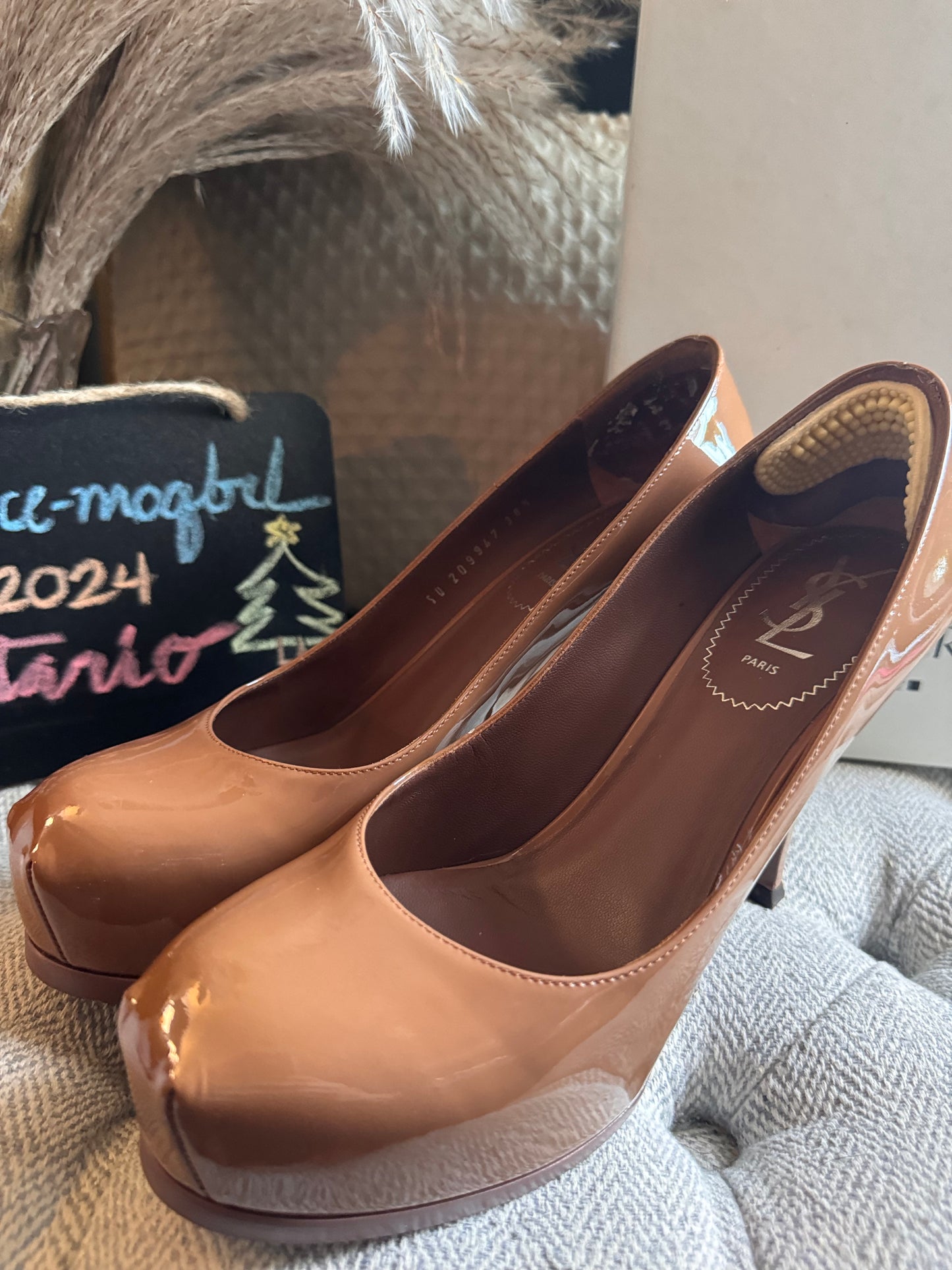 YSL Soft Nude Tribtoo 80 pump Vitello Vernice size 38.5