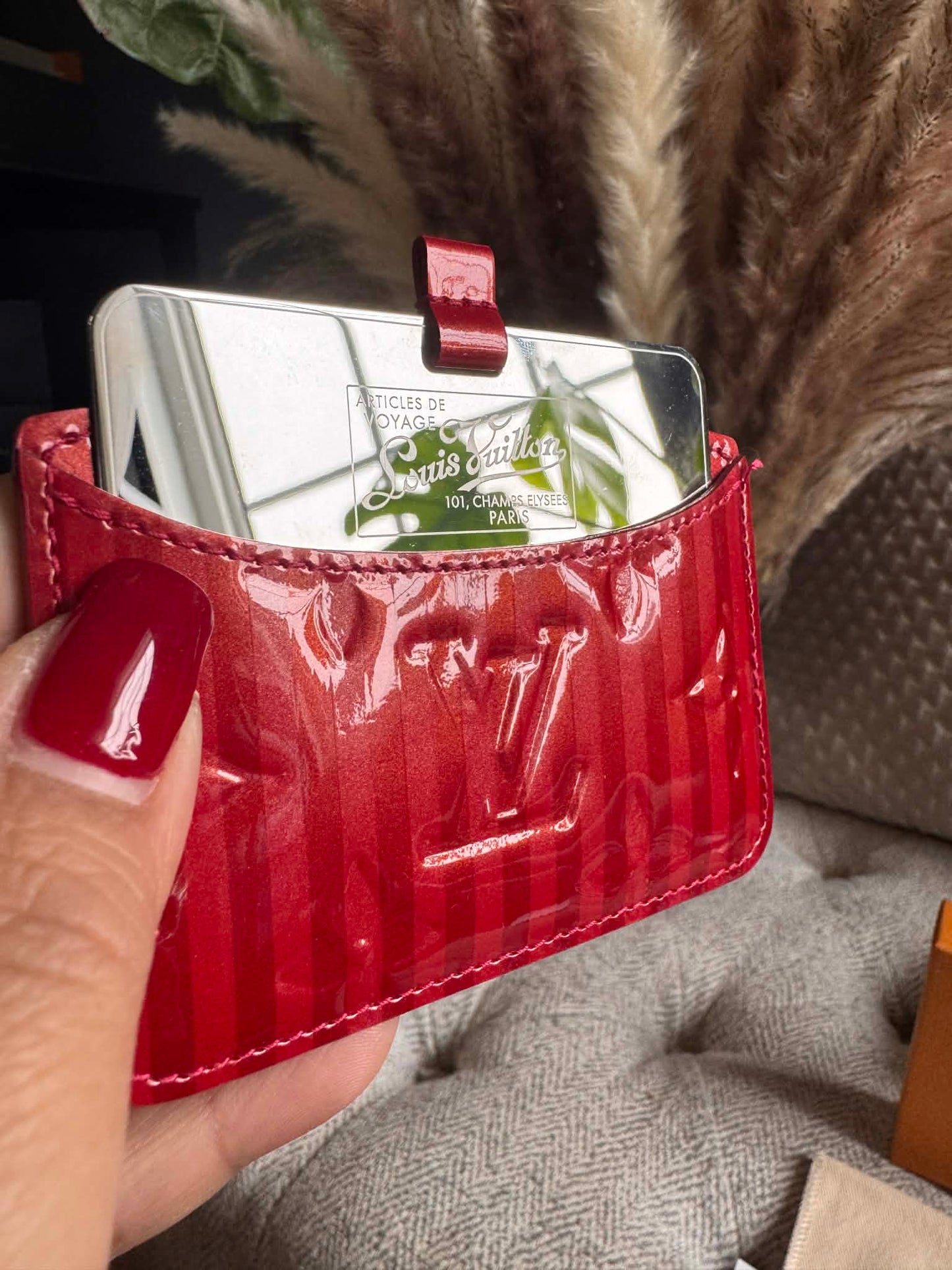 Louis Vuitton Amarante Rayures Monogram Vernis Mirror Case