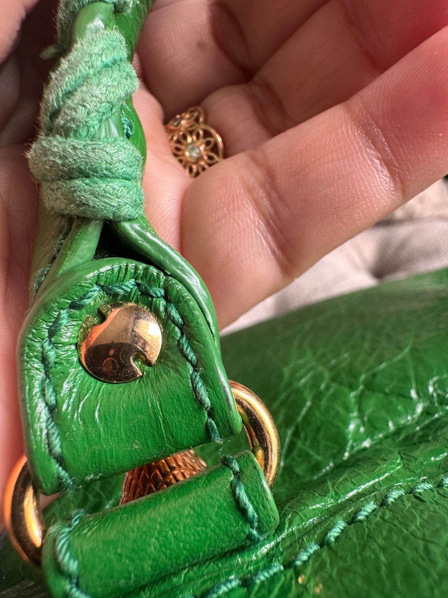 Balenciaga Mini City in Green with Gold Hardware