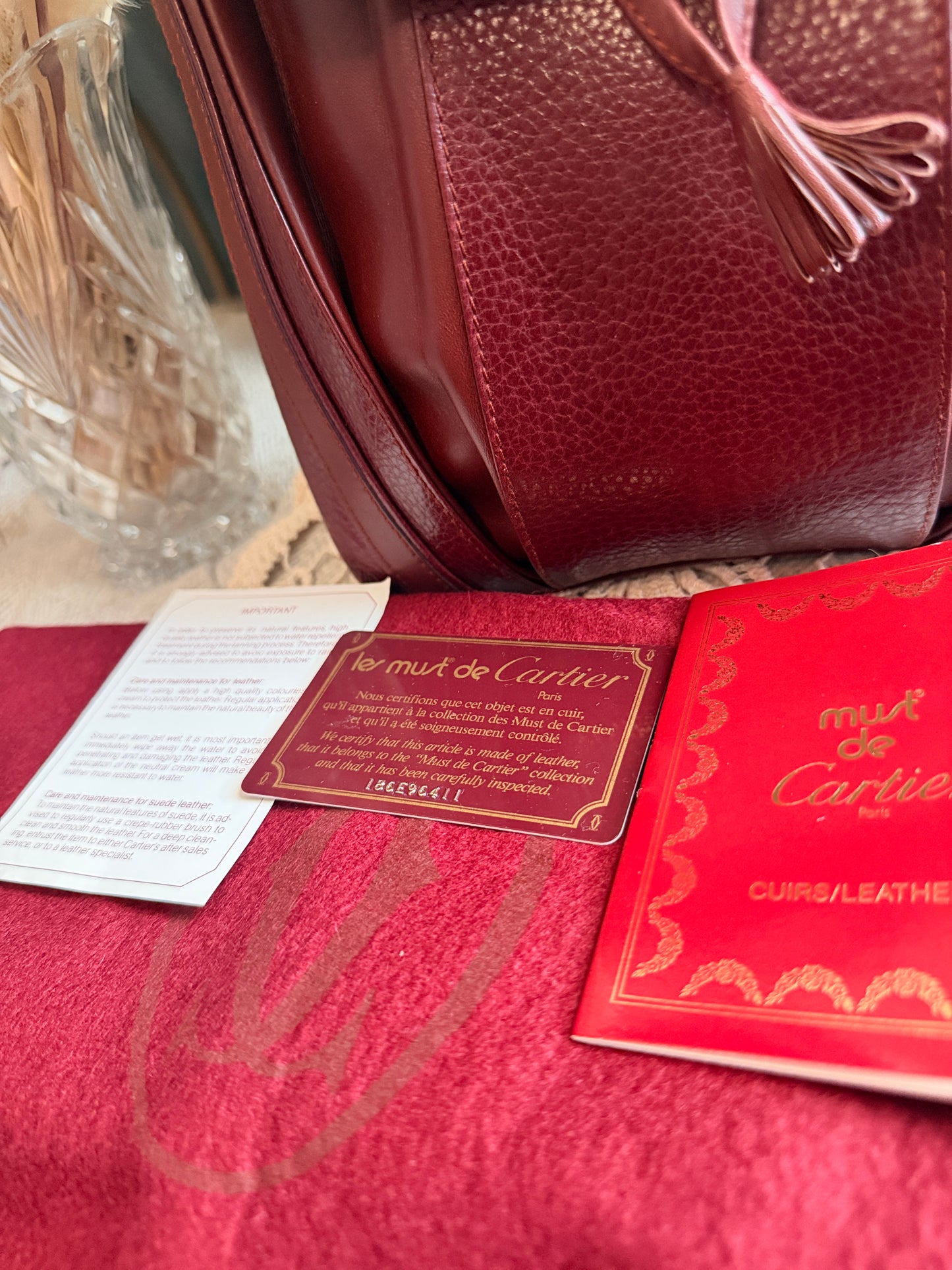 Cartier Vintage Burgundy Leather Crossbody