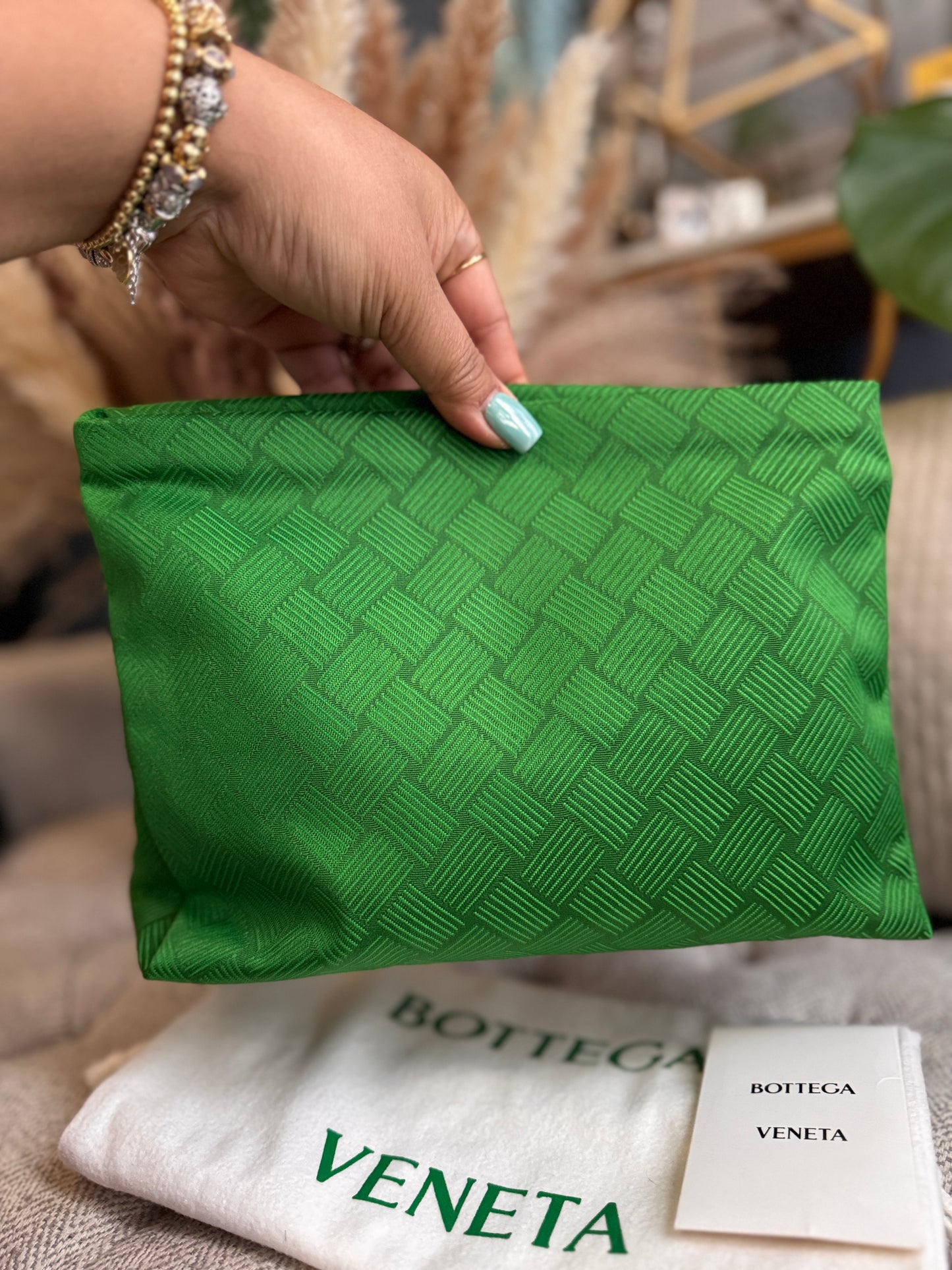 Bottega Veneta Intrecciato Jaquard Twill Pouch