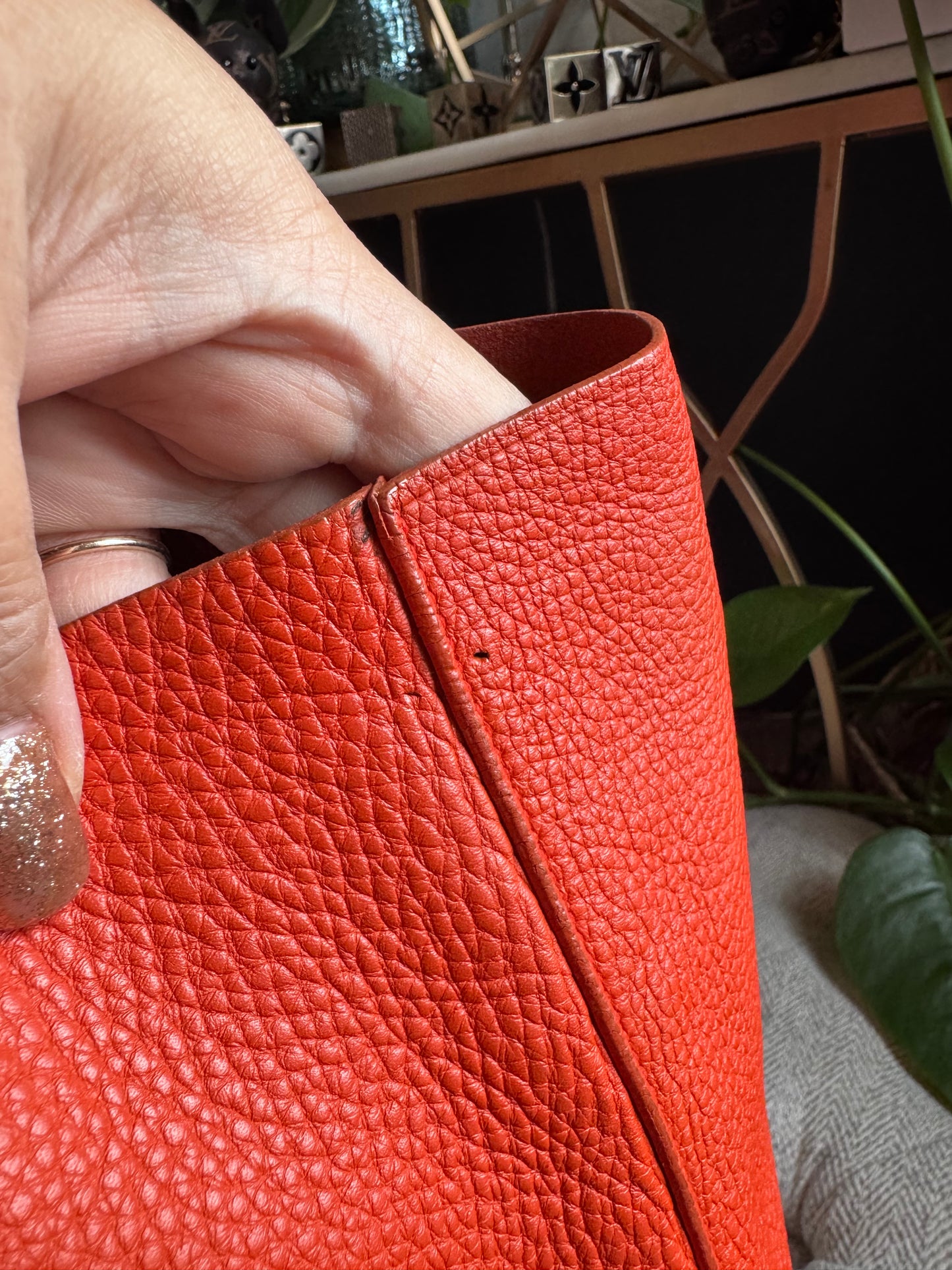 Prada Pebbled Leather Orange Tote