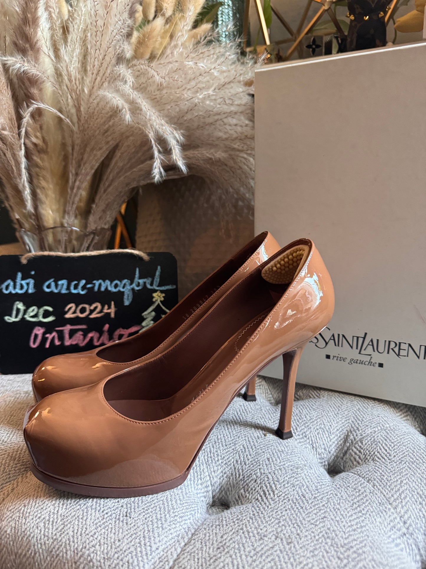 YSL Soft Nude Tribtoo 80 pump Vitello Vernice size 38.5