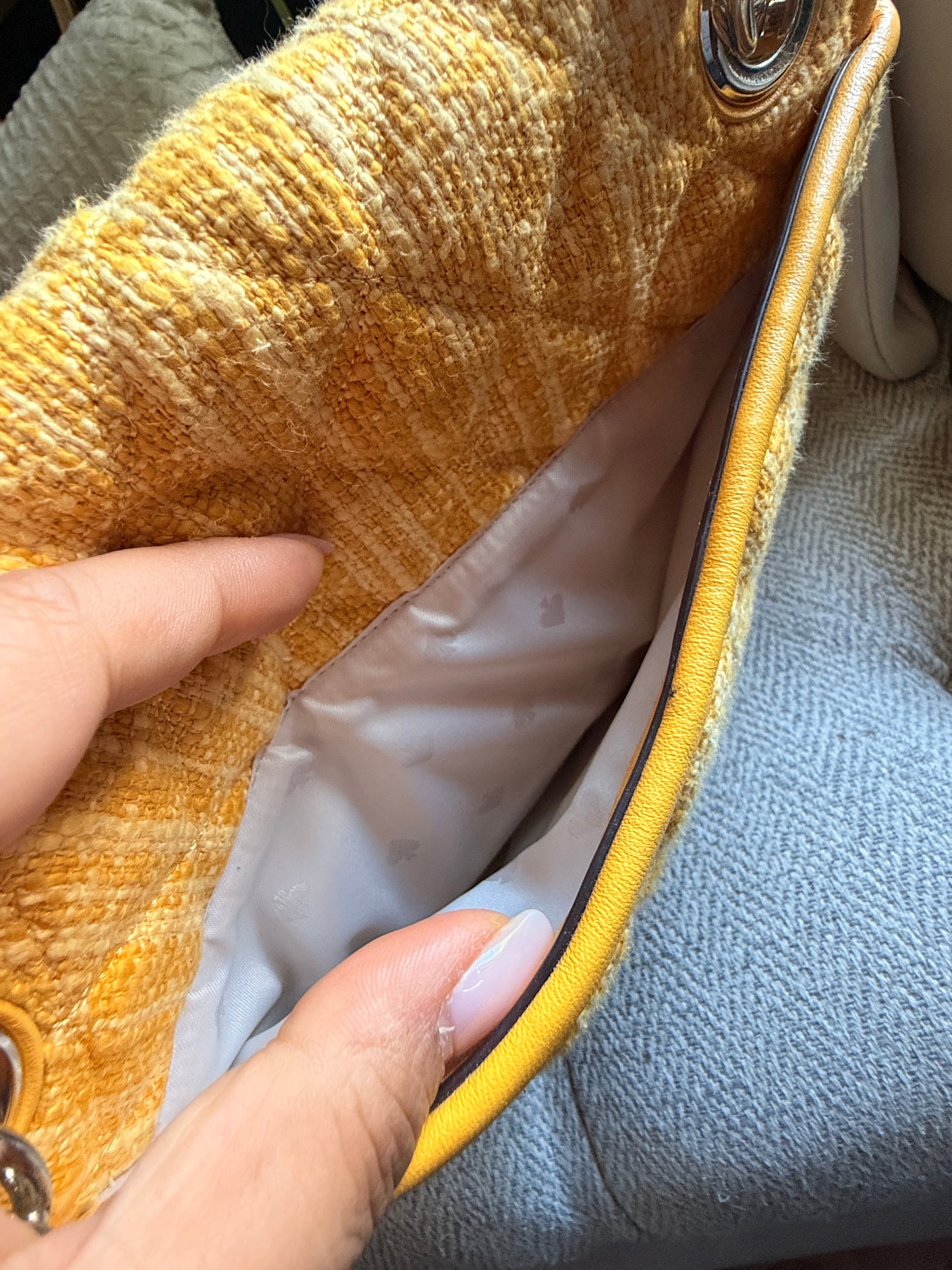 Kate Spade Quilted Chain-Handle Shoulder Bag in Mustard Yellow