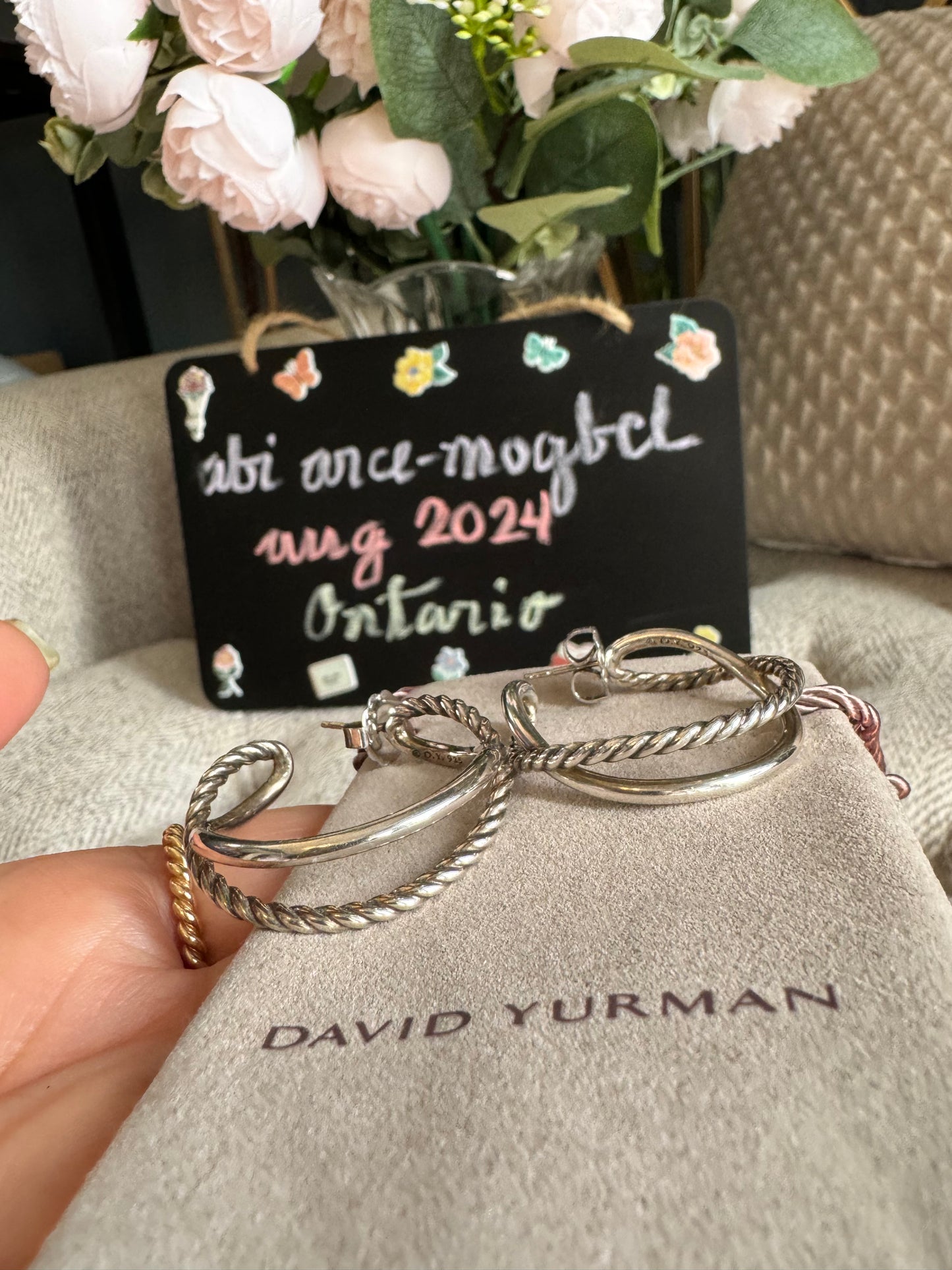 David Yurman Sterling Silver Crossover Hoop Earrings