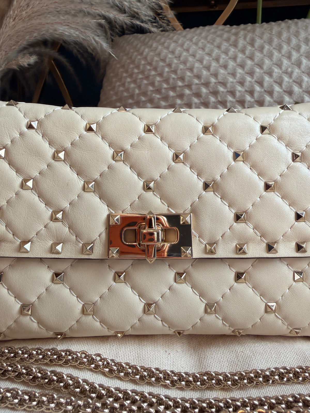 Valentino Rockstud Spike Leather Crossbody Clutch Bag