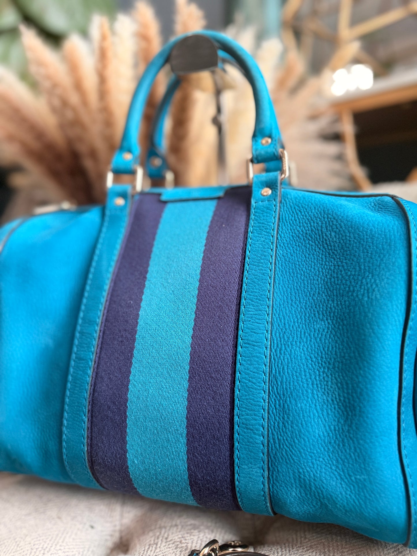 Gucci Nubuck Boston Bag with Adjustable Crossbody Strap