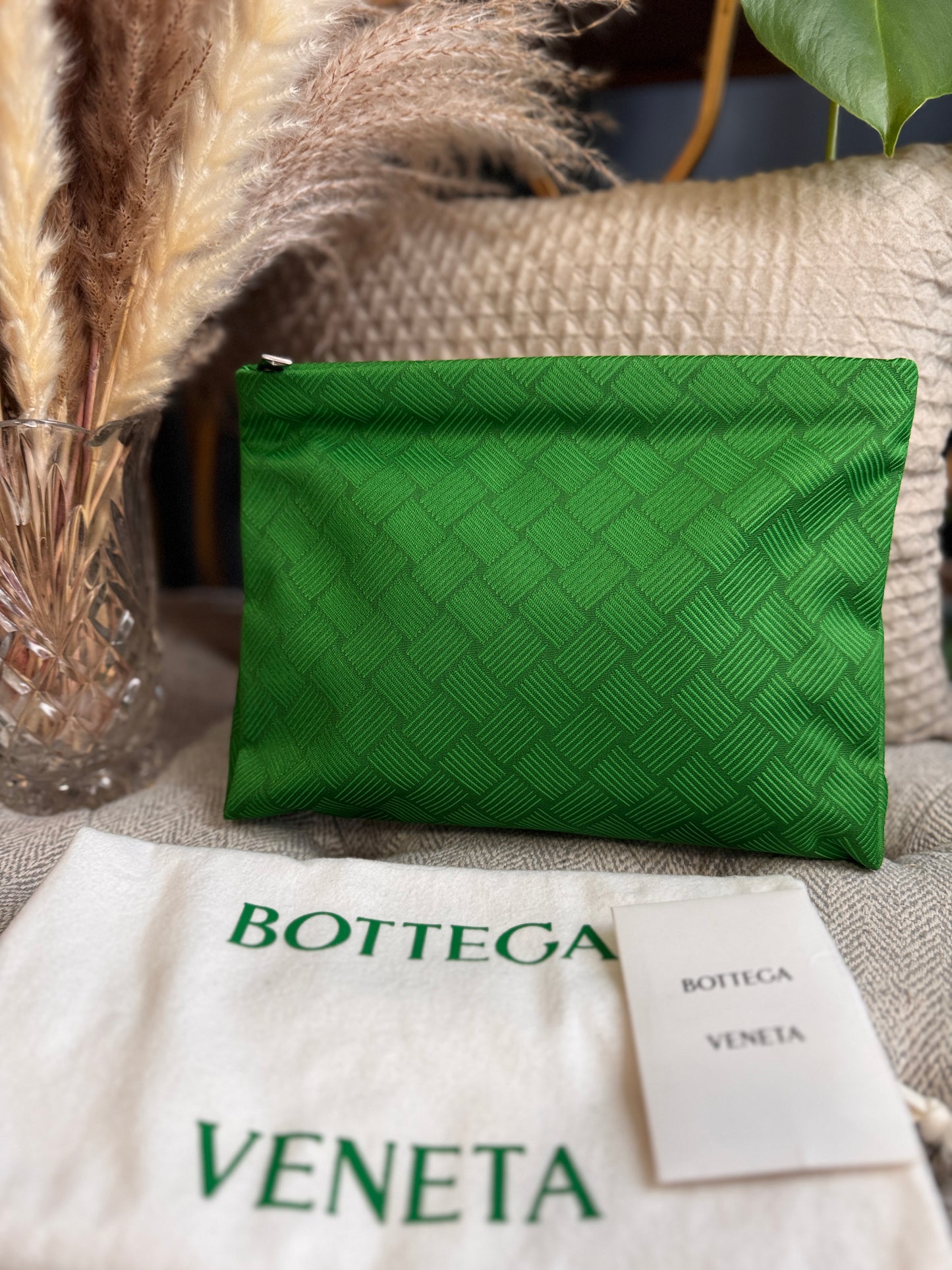 Bottega Veneta Intrecciato Jaquard Twill Pouch