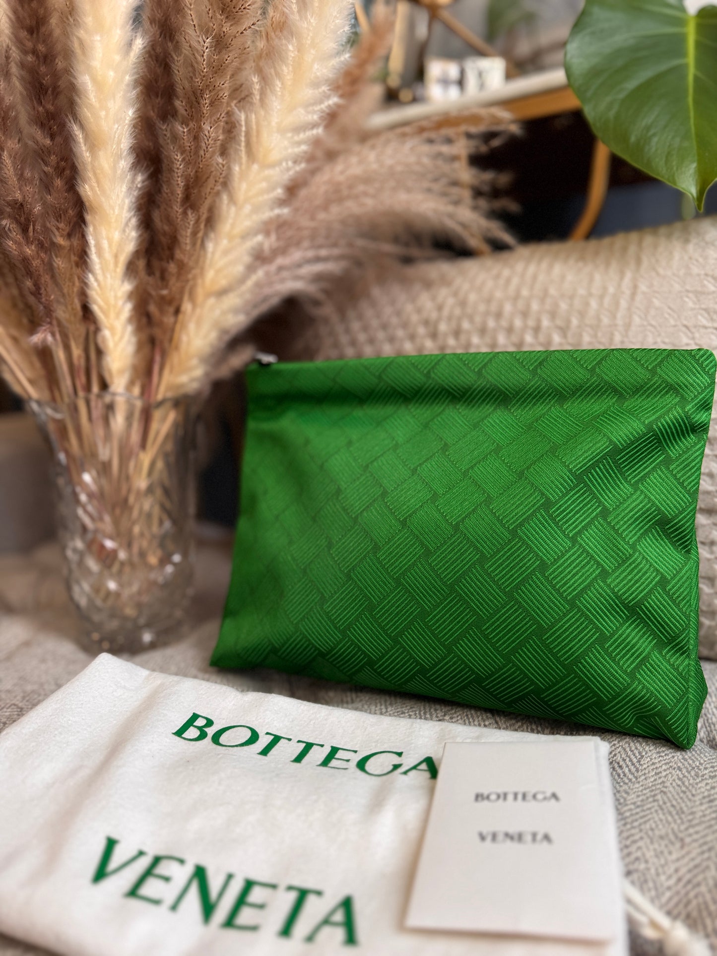 Bottega Veneta Intrecciato Jaquard Twill Pouch