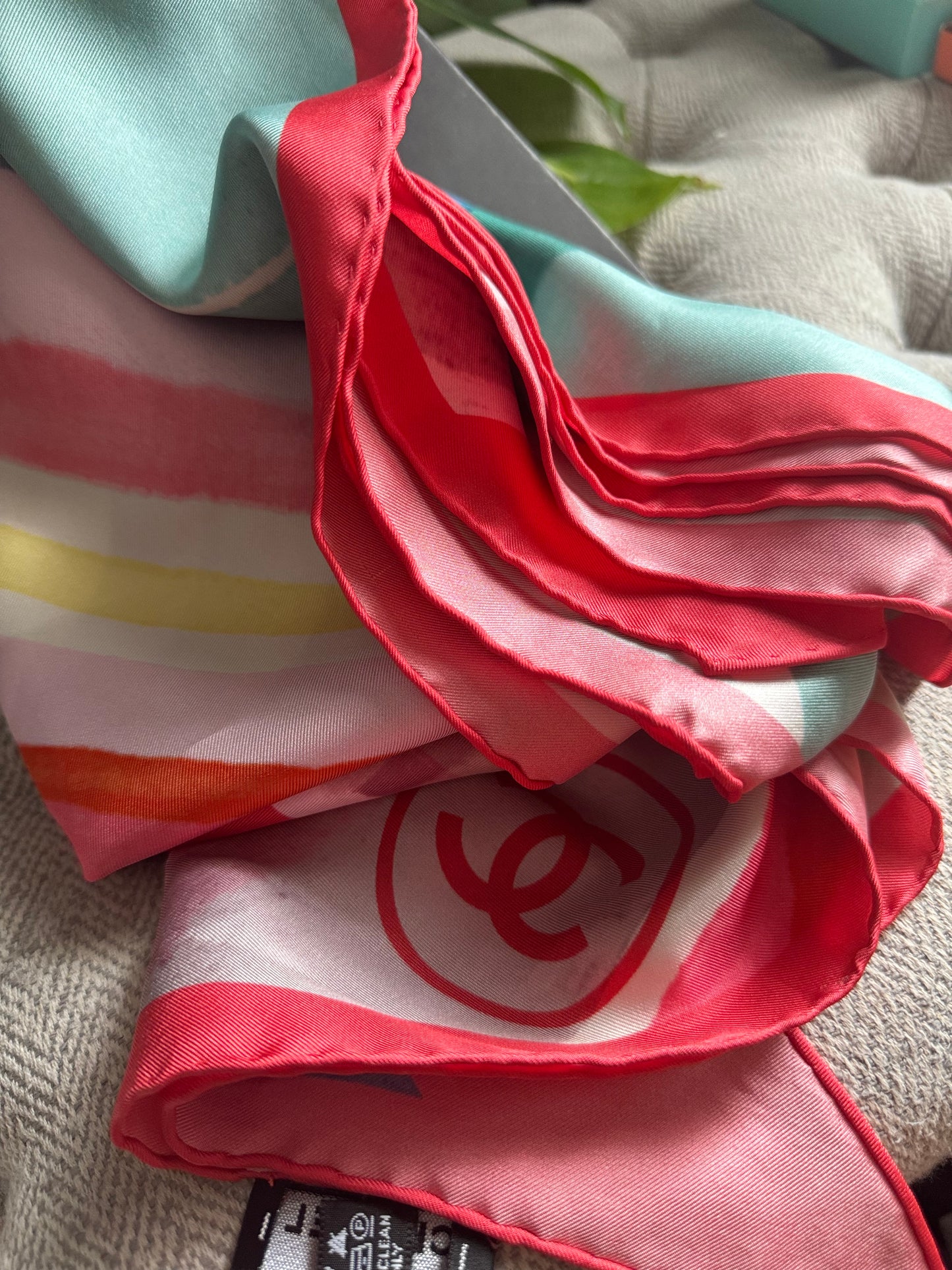 Chanel Coco Cuba Striped Silk Stole Scarf Shawl