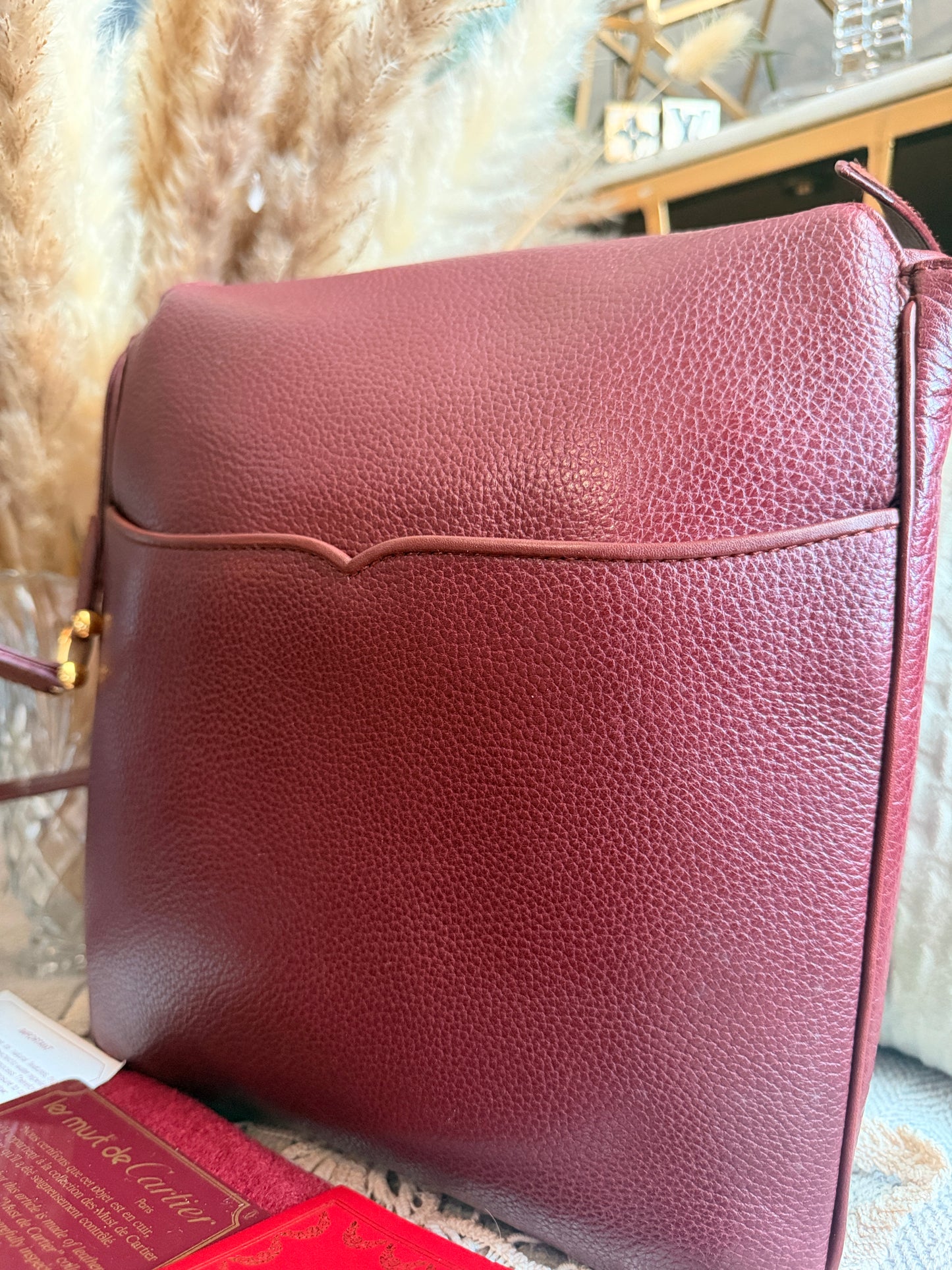 Cartier Vintage Burgundy Leather Crossbody