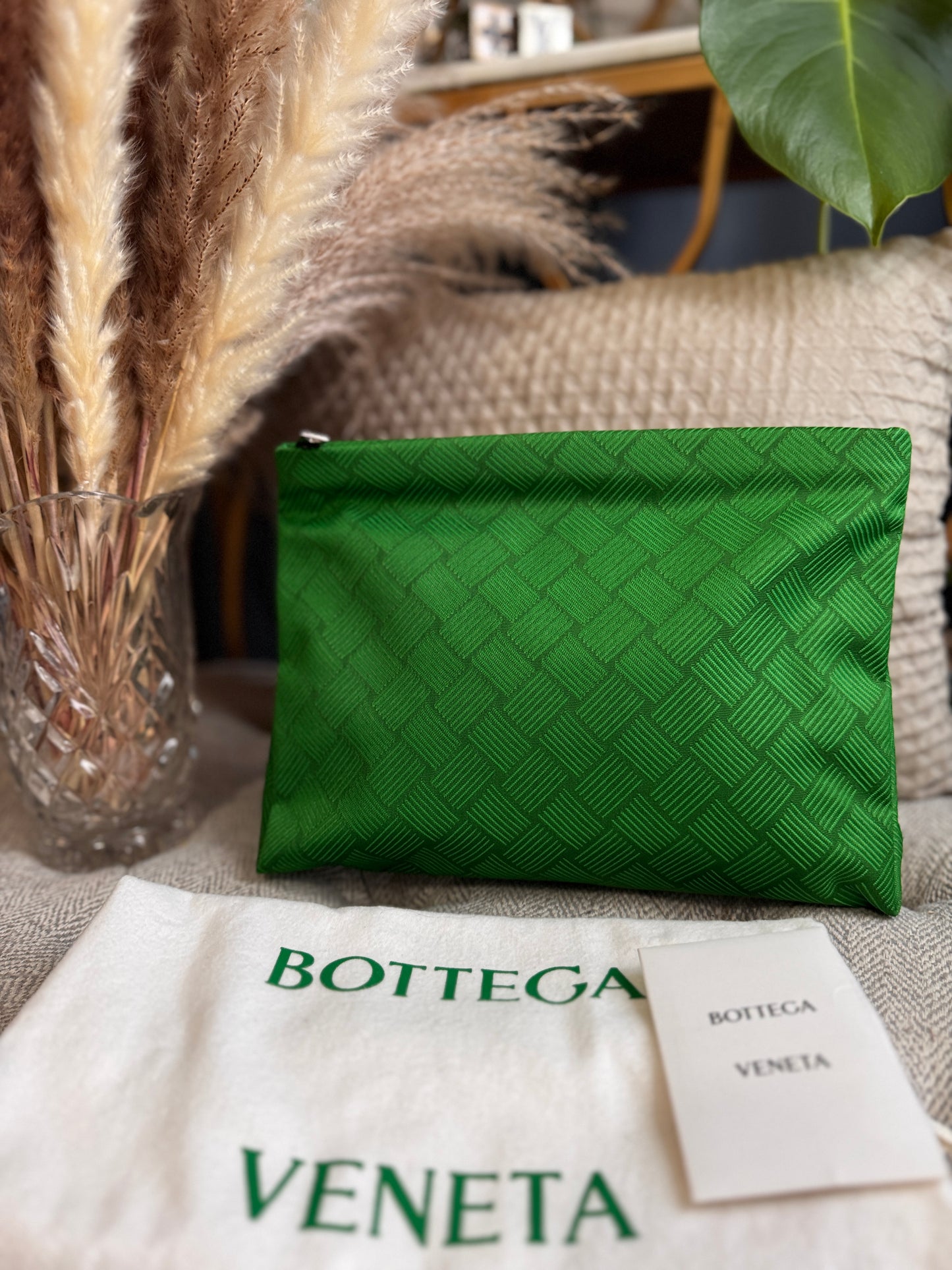 Bottega Veneta Intrecciato Jaquard Twill Pouch