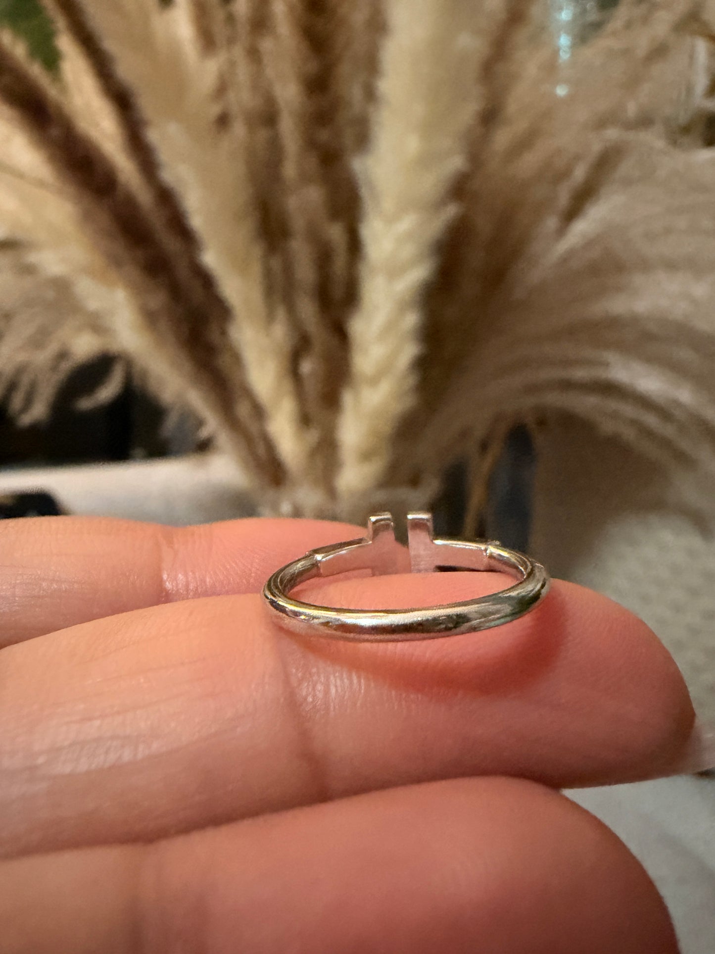 Tiffany&Co T Wire Ring in White Gold sz4.25