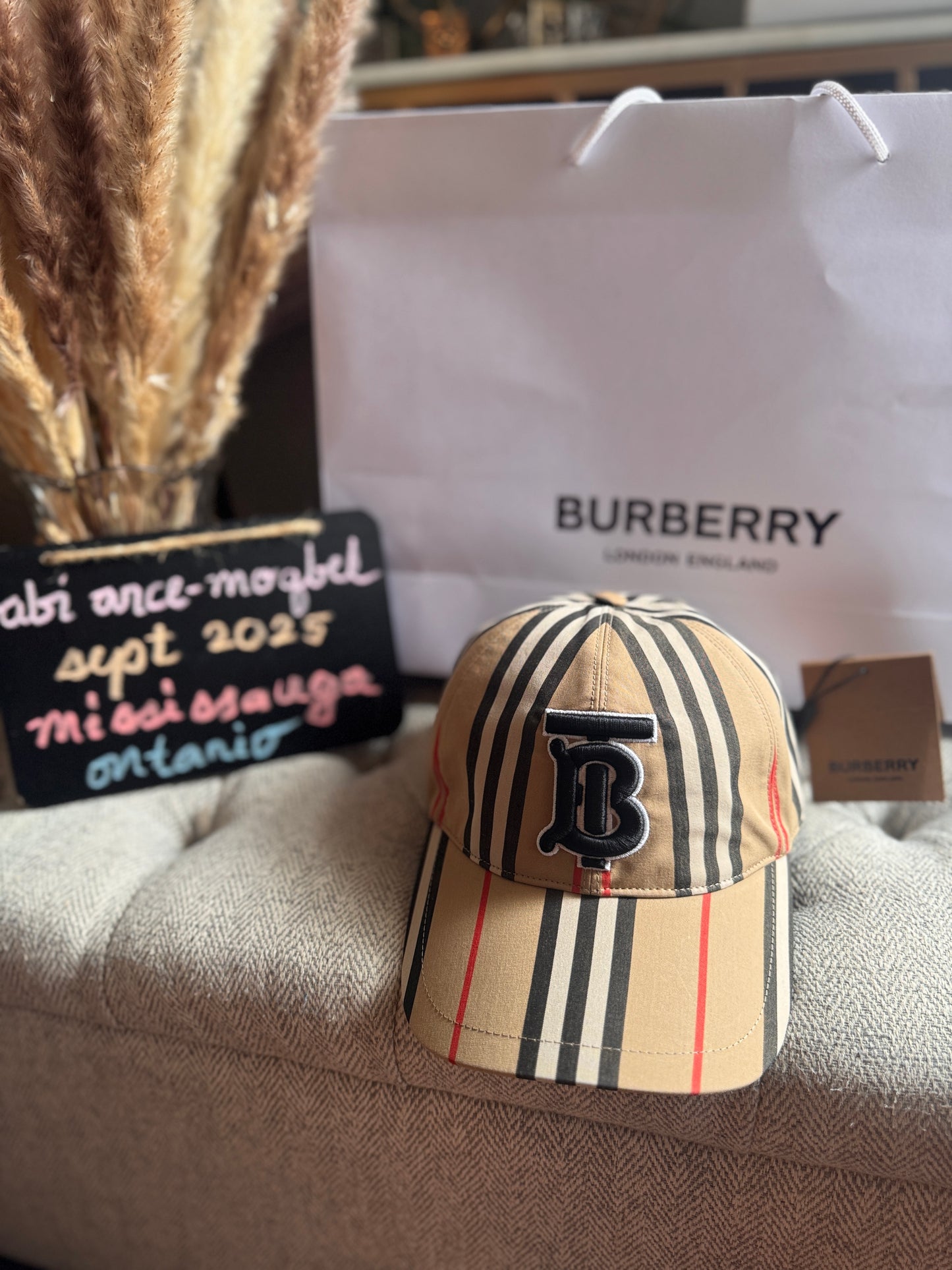 Burberry Vintage Check Cotton Monogram Motif Baseball Cap