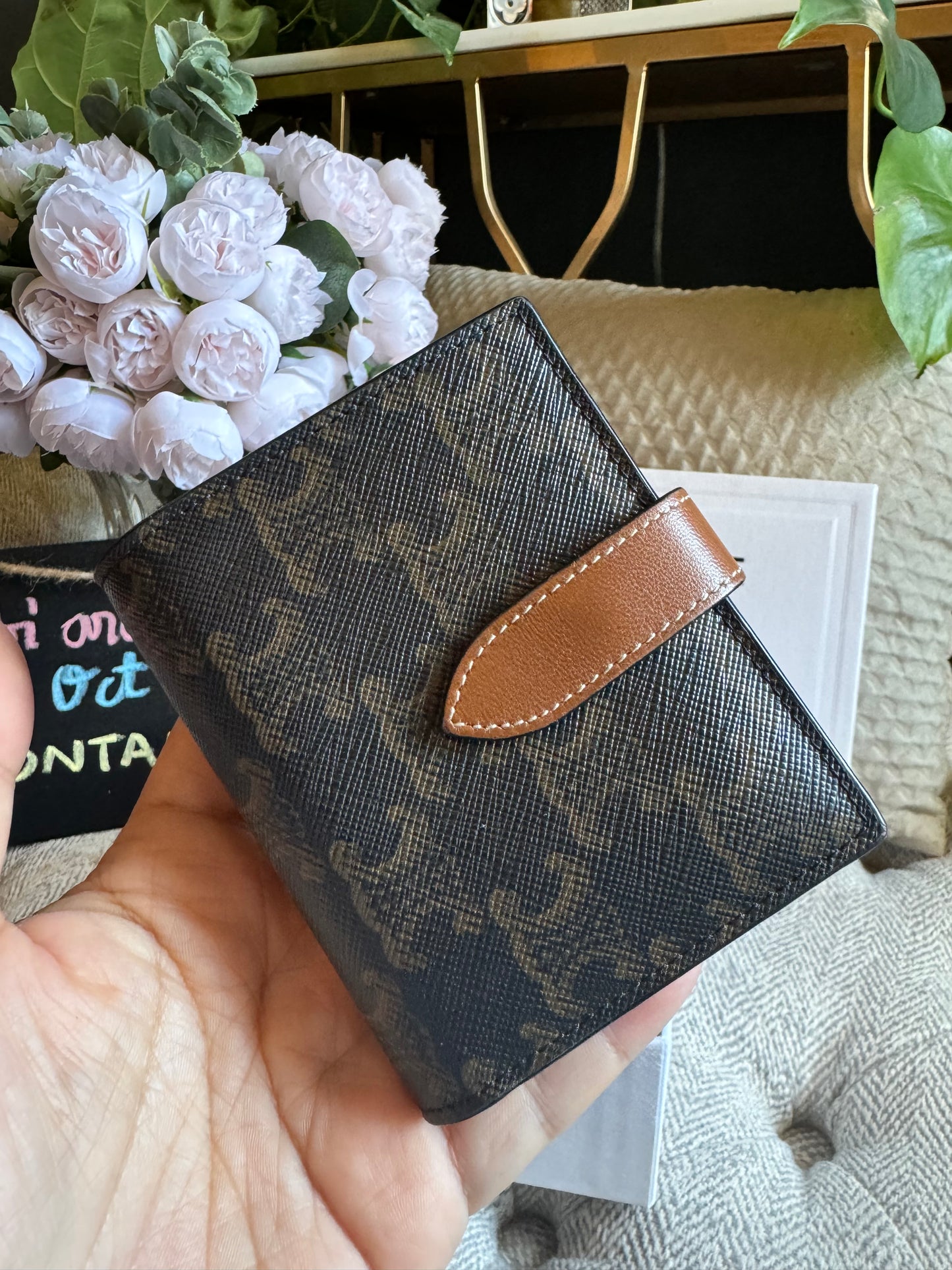 Celine SMALL WALLET IN TRIOMPHE CANVAS AND LAMBSKIN