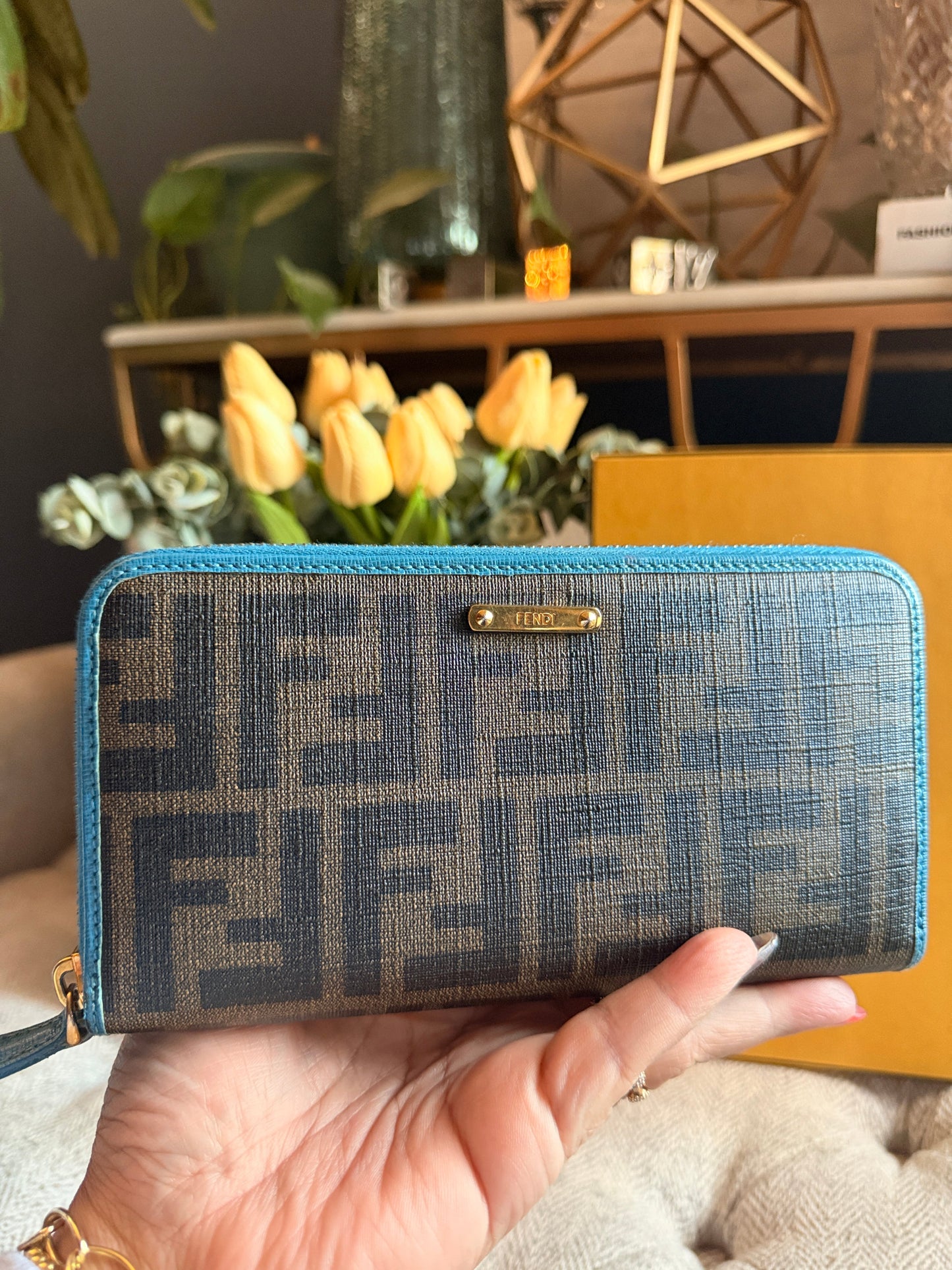 Fendi Zucca Turquoise Wallet
