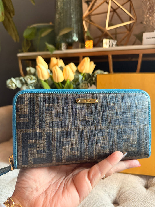 Fendi Zucca Turquoise Wallet