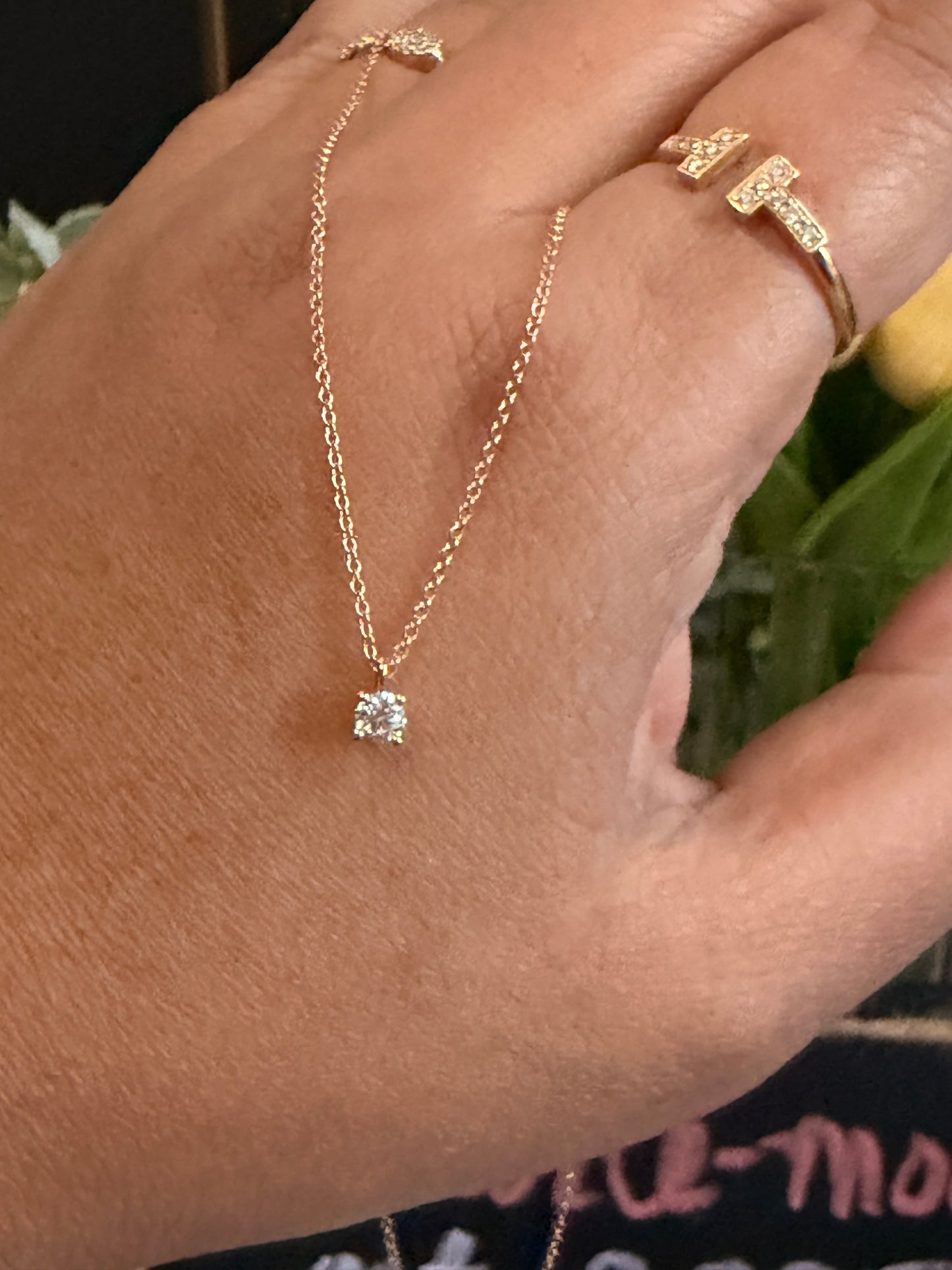 Tiffany & Co 18k Rose Gold Solitaire Necklace