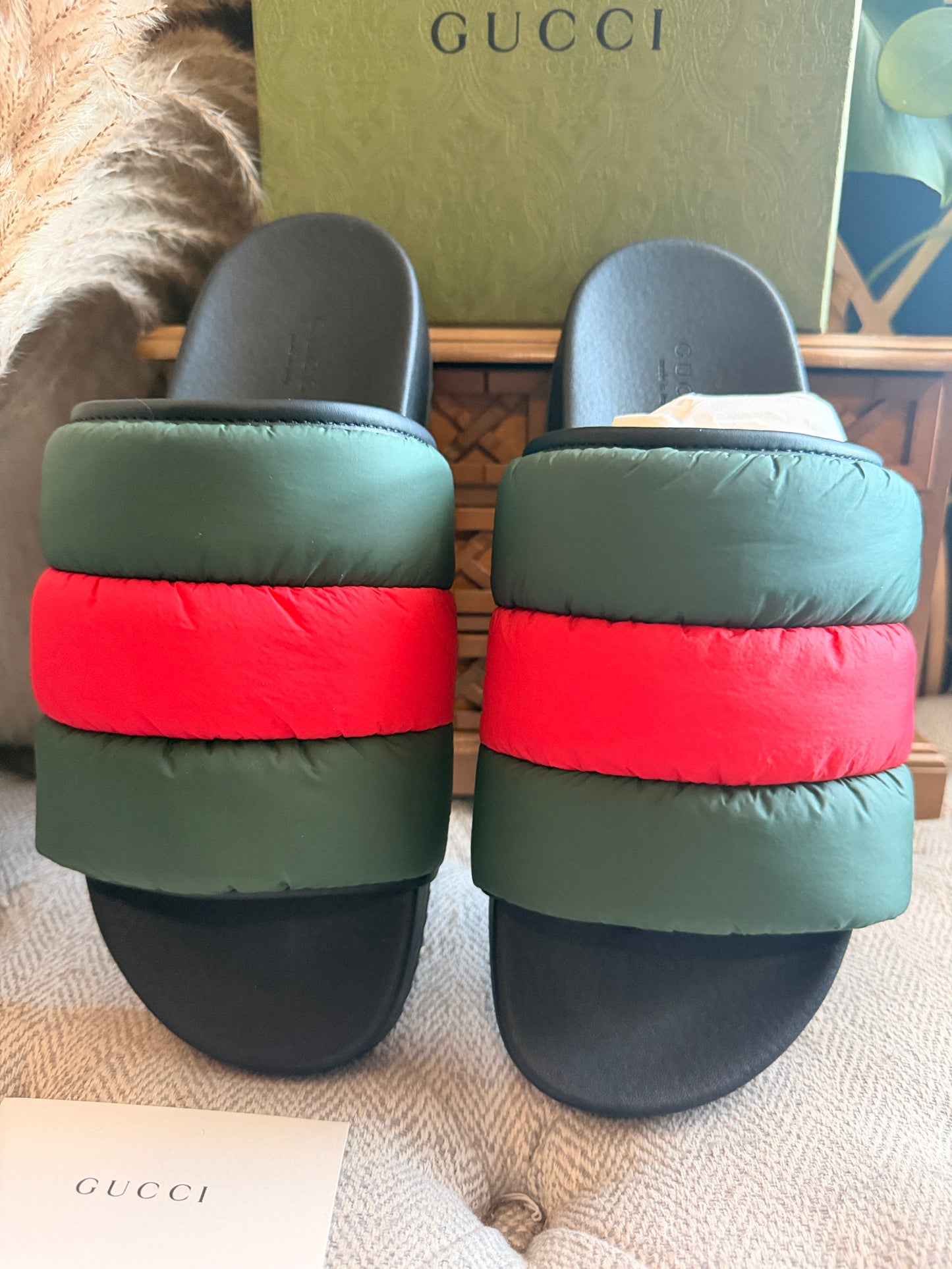 Gucci Padded Web Slides NEW in box