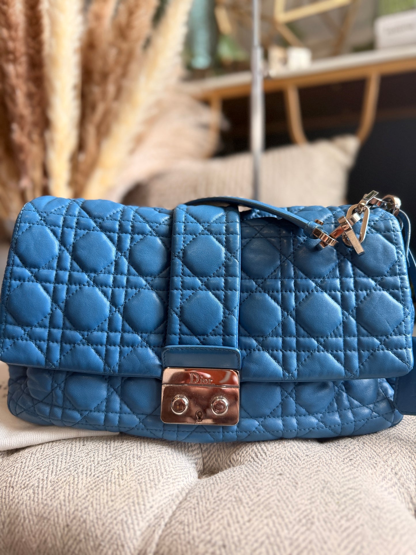 Christian Dior Cannage Quilted Lambskin Leather New Lock Flap Bag