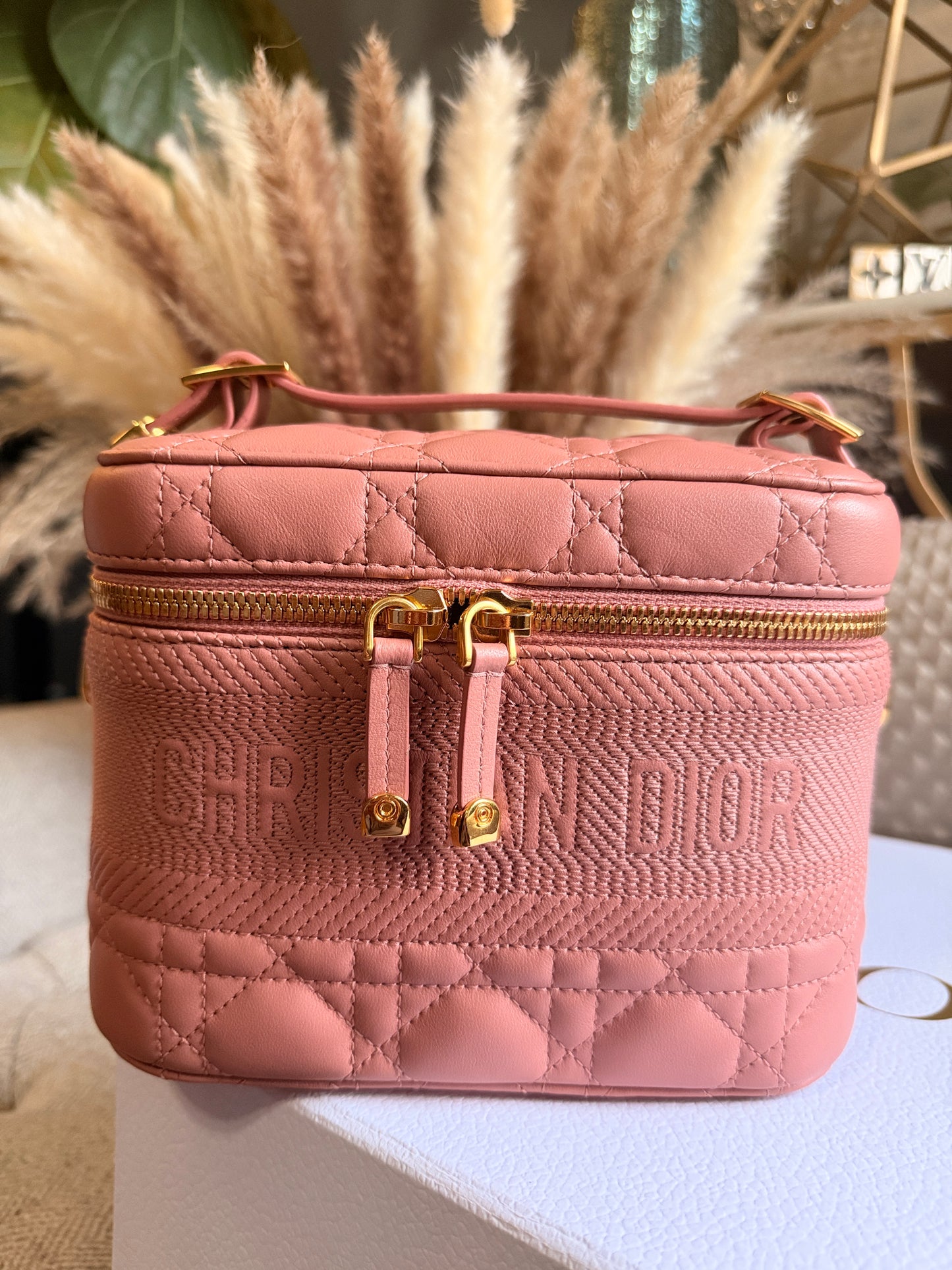 Christian Dior Lambskin Cannage Small Vanity Case