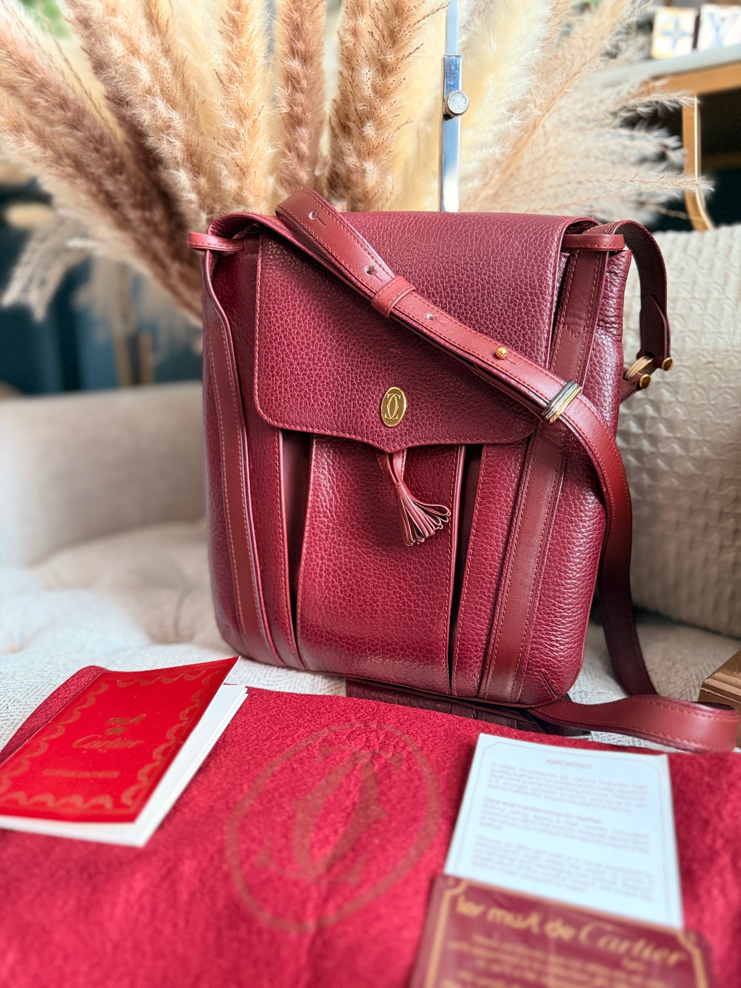Cartier Vintage Burgundy Leather Crossbody