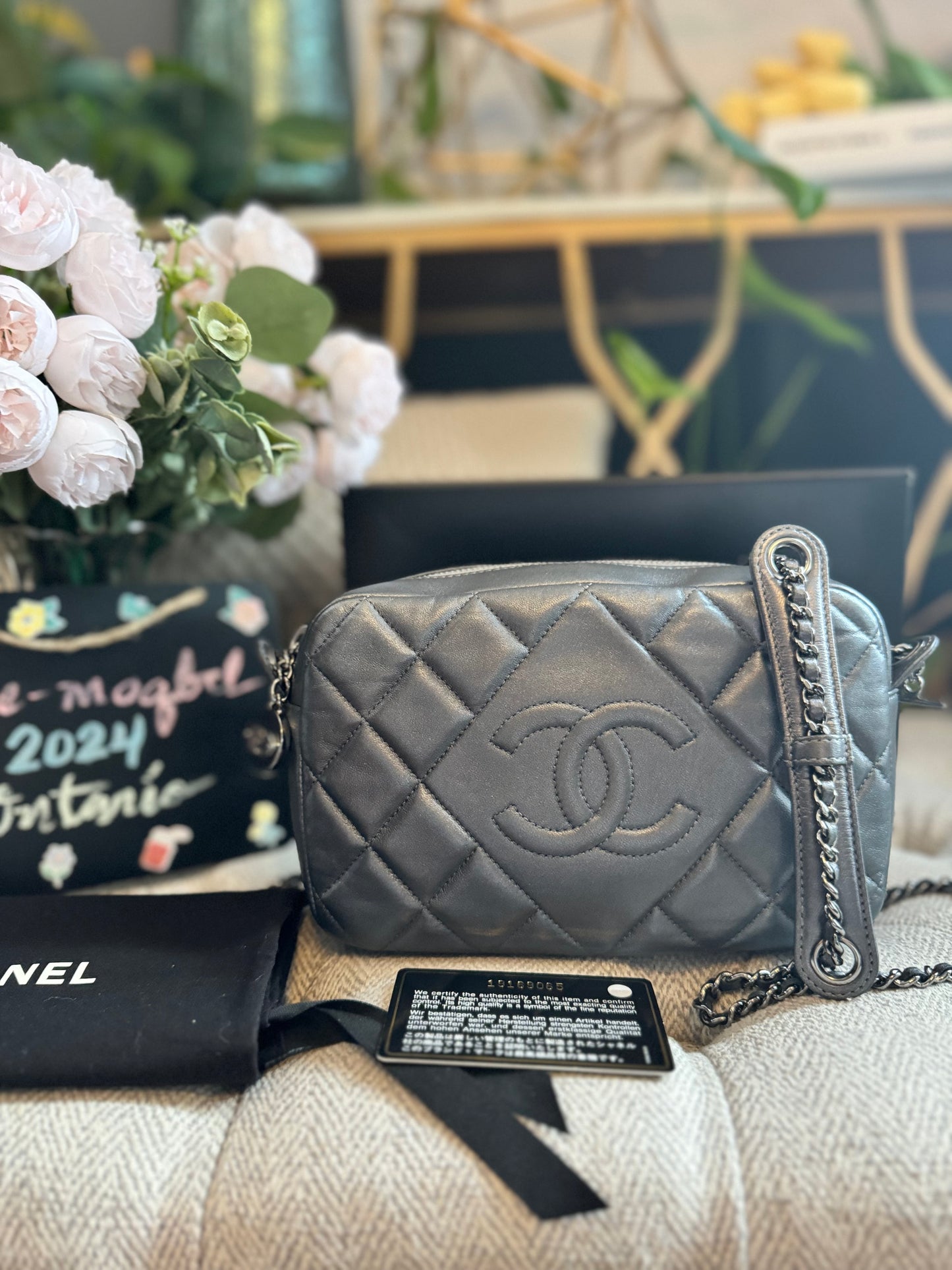 Chanel Diamond Stitch Camera Bag in Dark Silver Grey