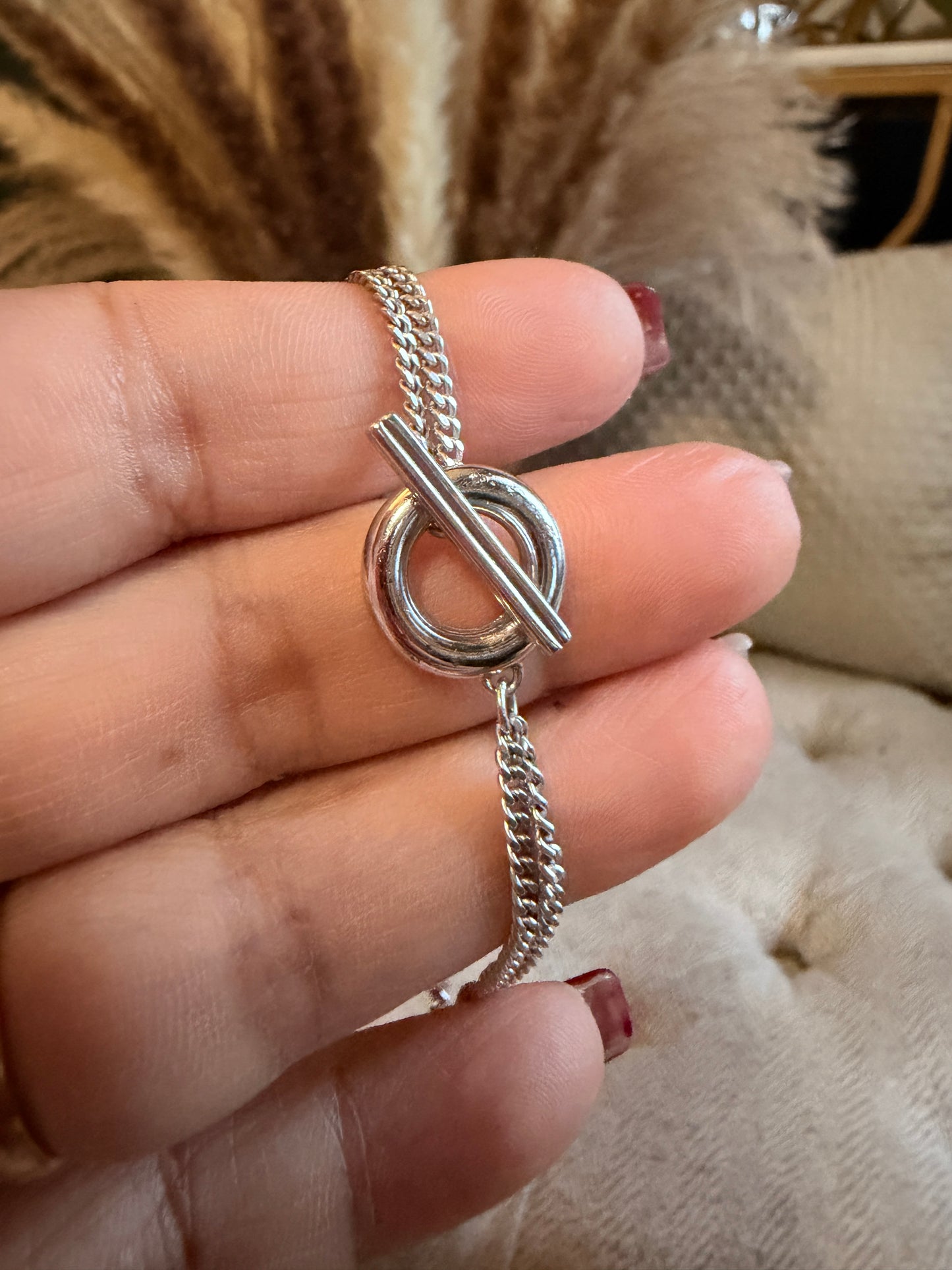 LOEWE Sterling Silver Anagram Toggle Bracelet